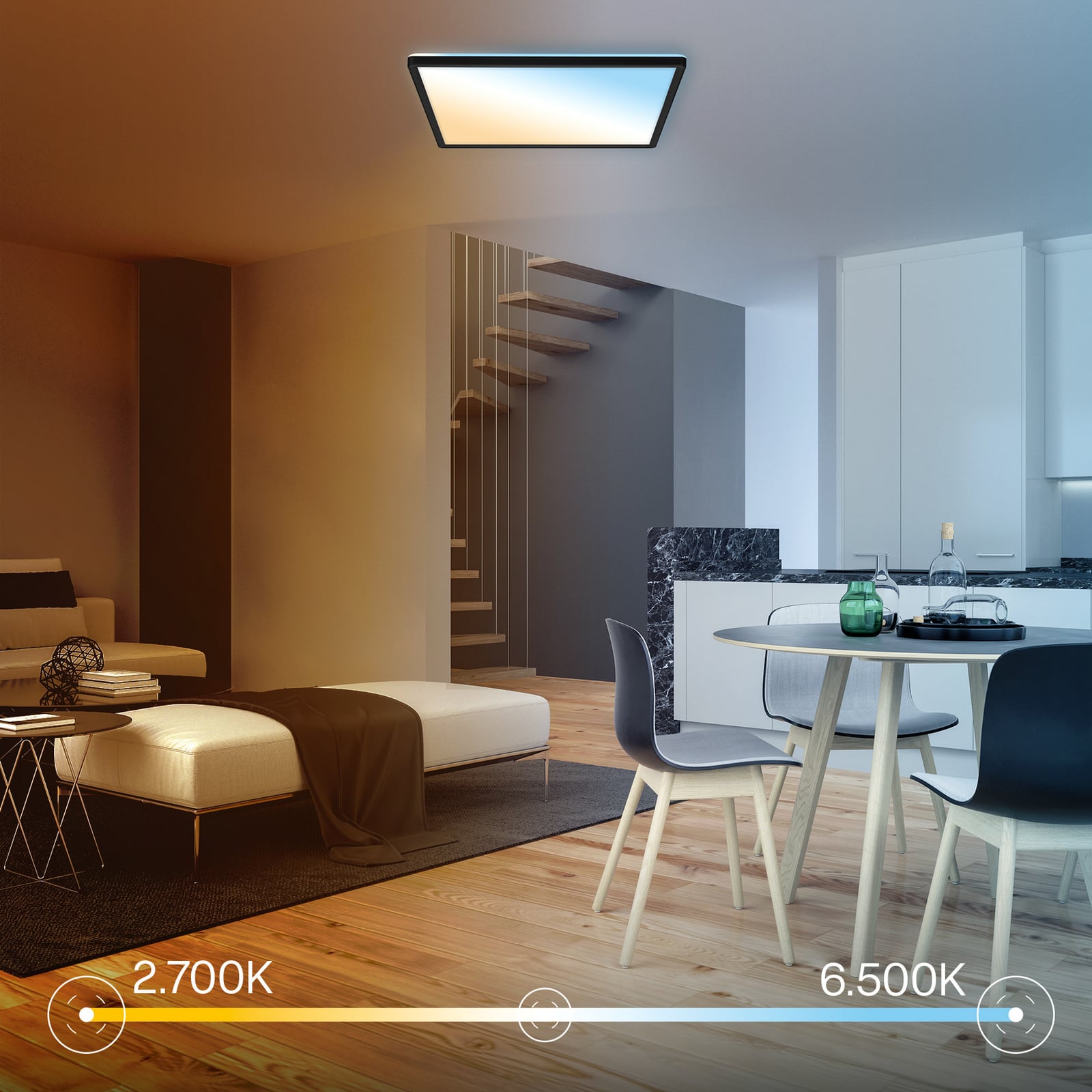 LED-panel Shallow med fjärrkontroll och CCT, 42 x 42 cm, svart,