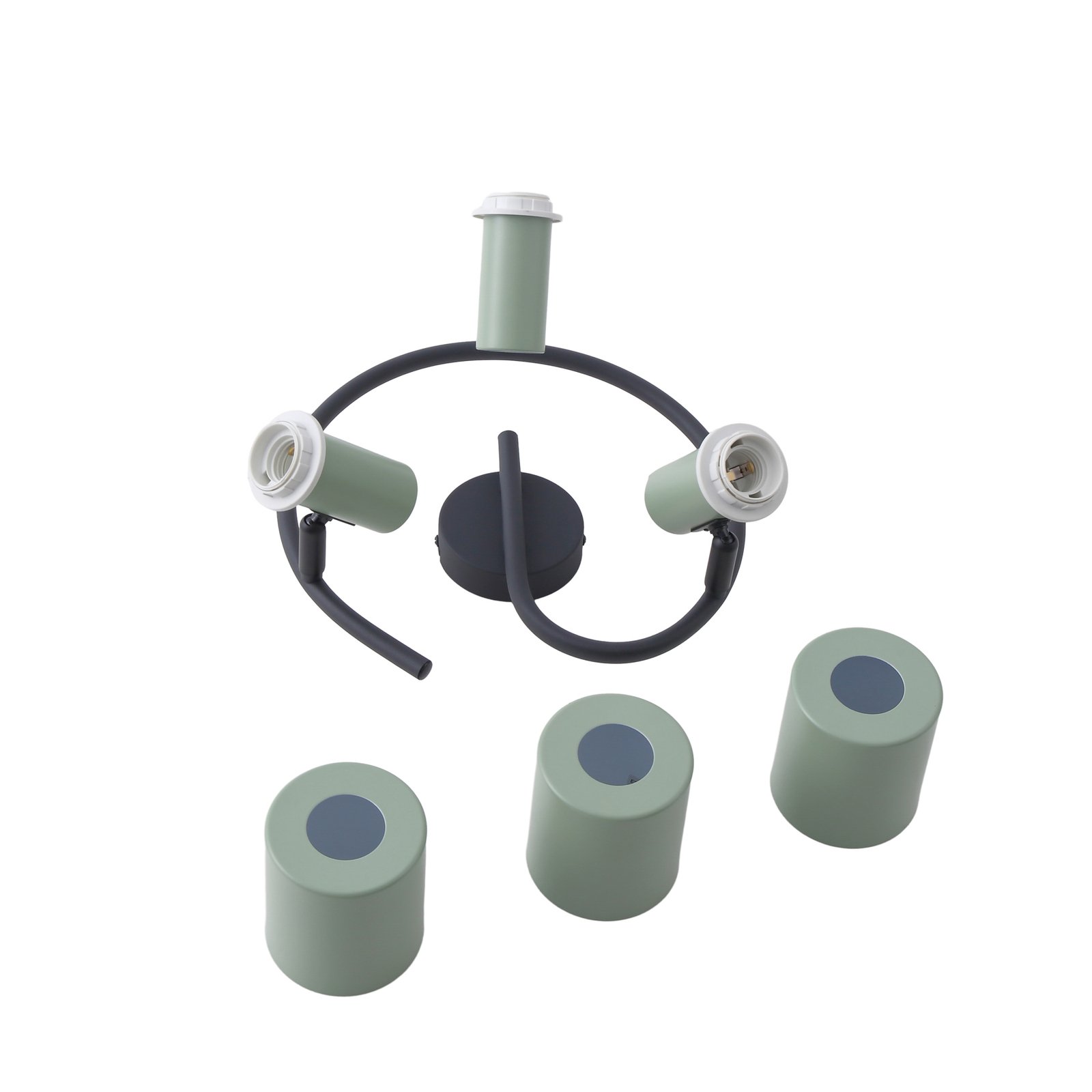 Ovelia 3 Round Deckenleuchte Green/Black - Lindby