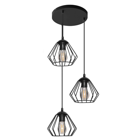 Suspension Agat noire, à 3 lampes ronde