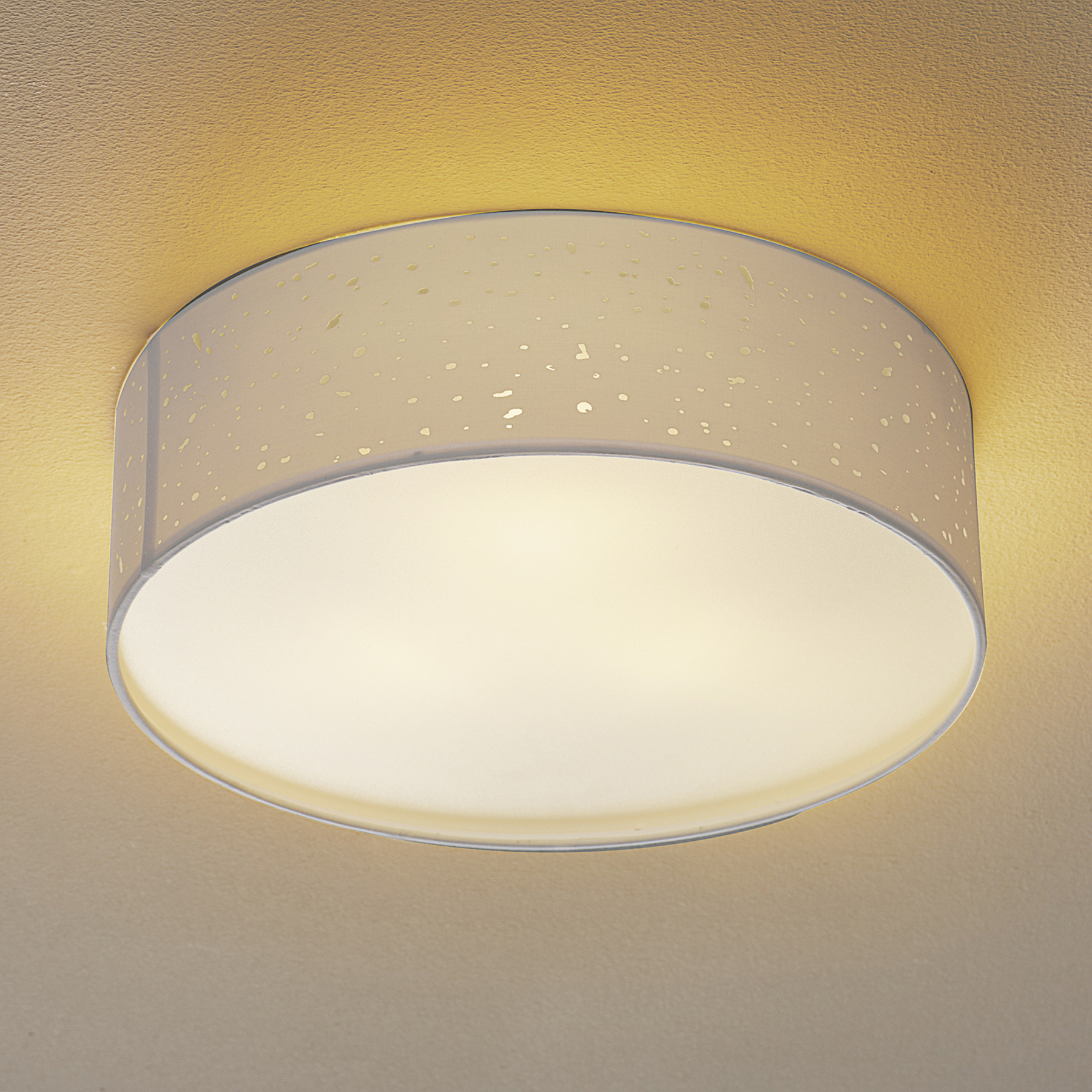 Fischer & Honsel Thor ceiling light white, for Living / Dining Room, fabric, acrylic, E14, 40 W, energy efficiency: A++, H: 12 cm