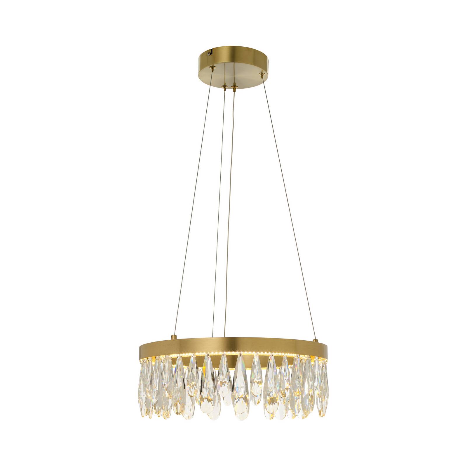 LED-Hängelampe Celestia, Ø 40 cm, messingfarben, Kristall günstig online kaufen