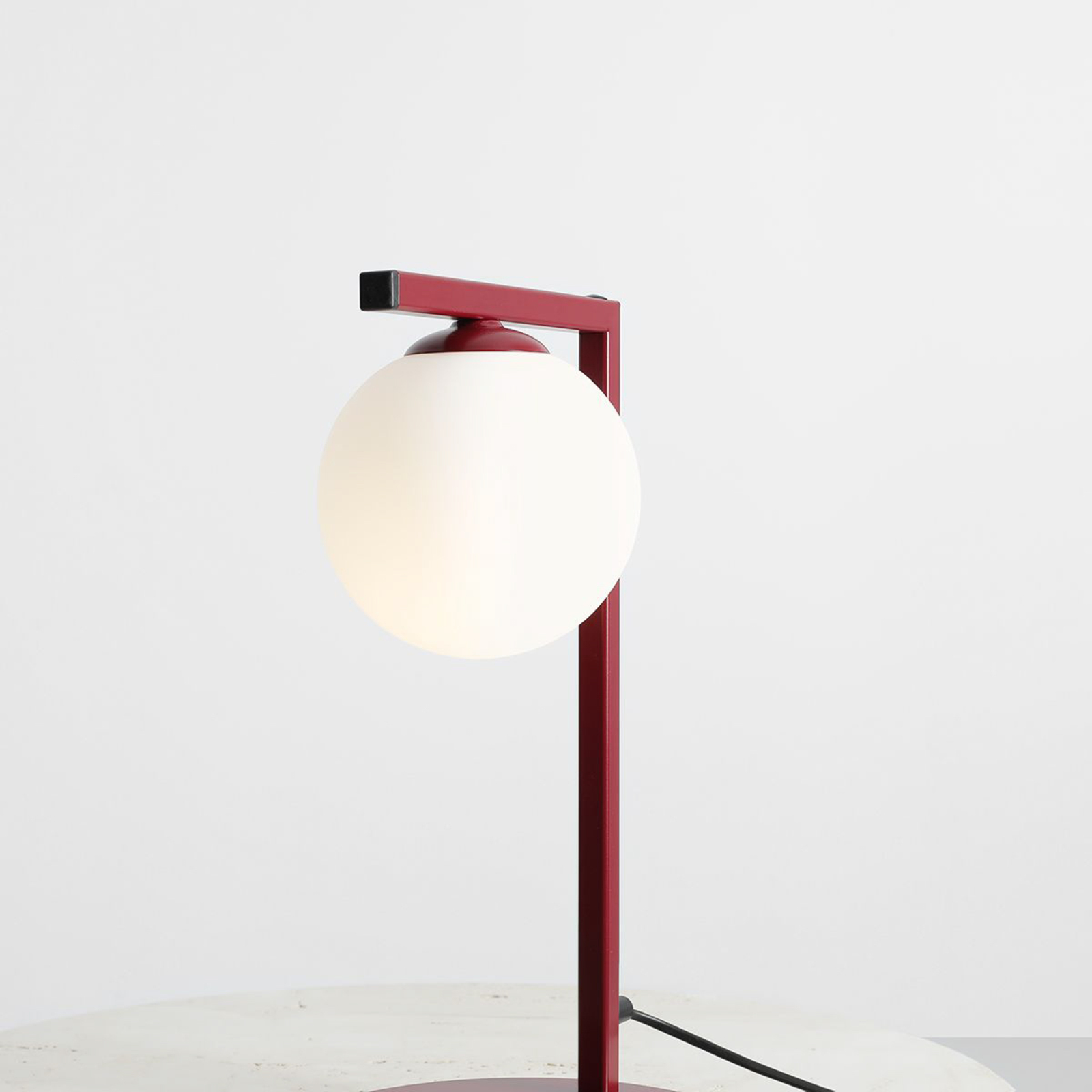 Tafellamp Zac, opaal/wijnrood, 1-lamp