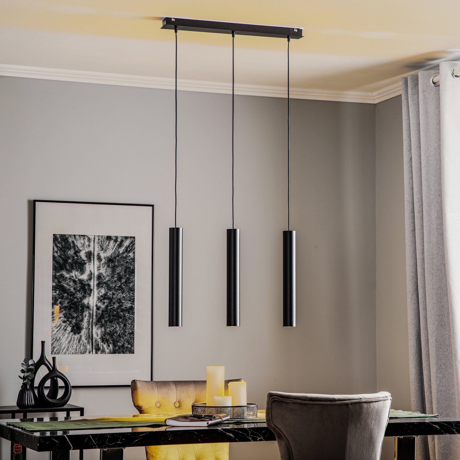 Euluna Lampă suspendată Eye negru 3 becuri - Camera de zi / sufragerie - Modern - Metal