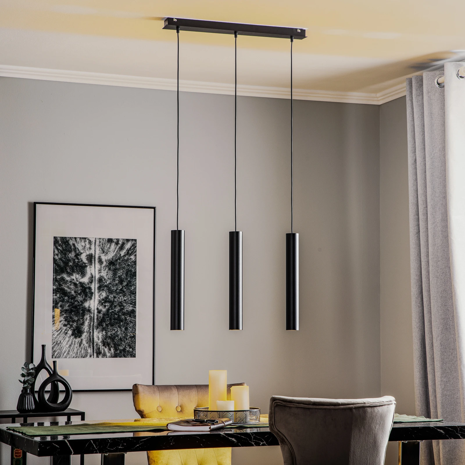 Suspension EDO SOLUTIONS 3 Bras ARANEA – Lampe Design Noir, Ajustable Et Facile à Installer