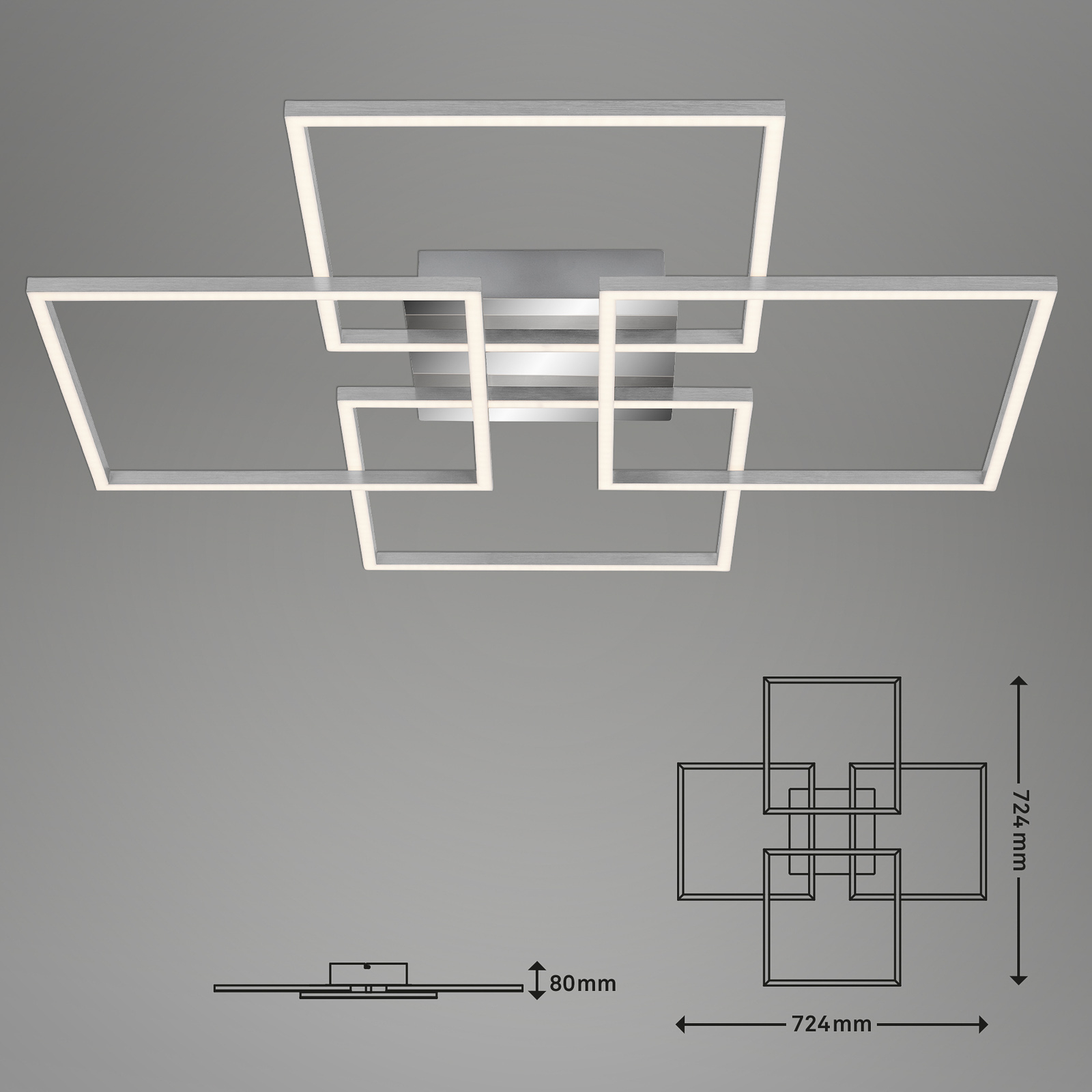 LED-taklampa Frames, 4 kvadrater, vridbar