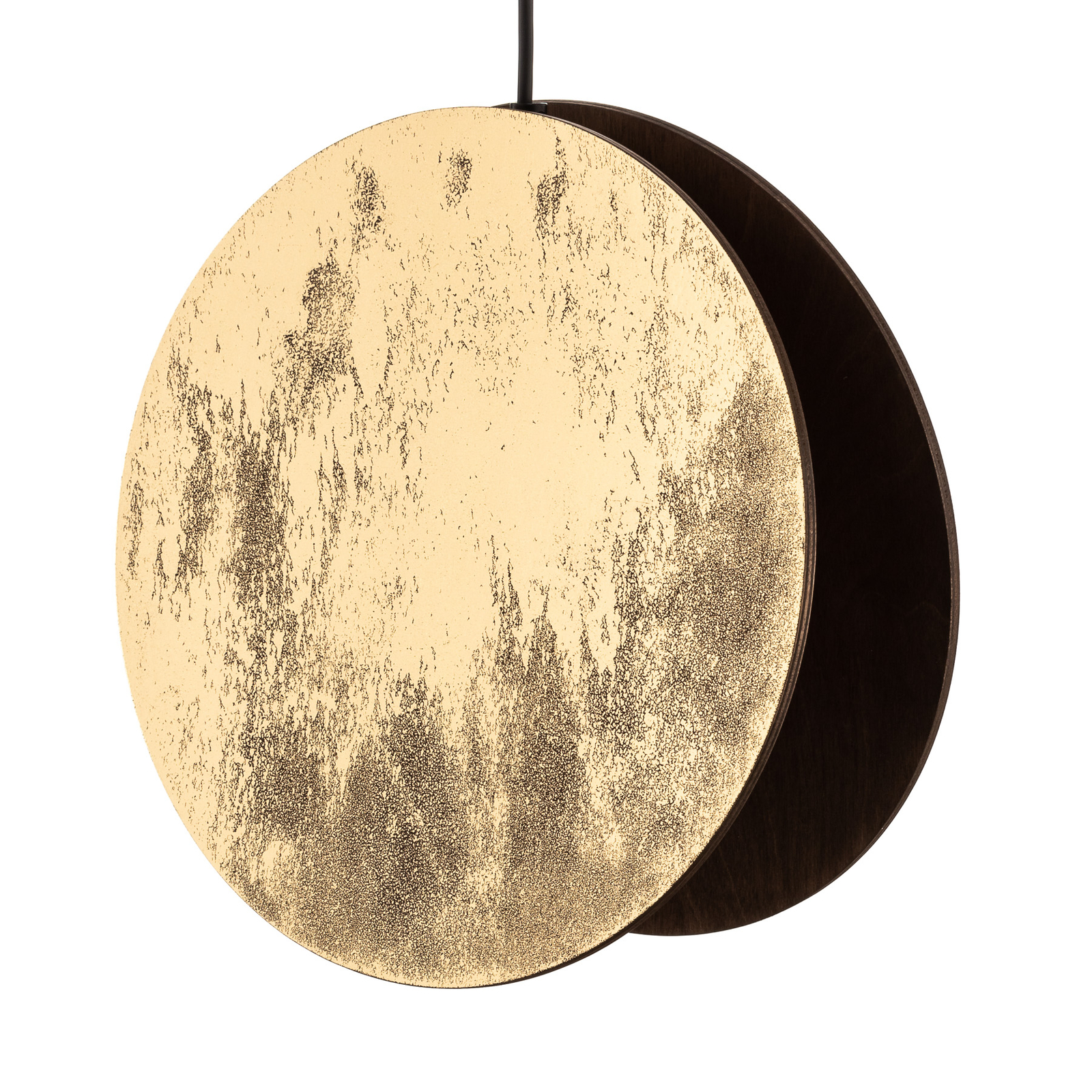 Hanglamp Wheel van gefineerd hout, goud