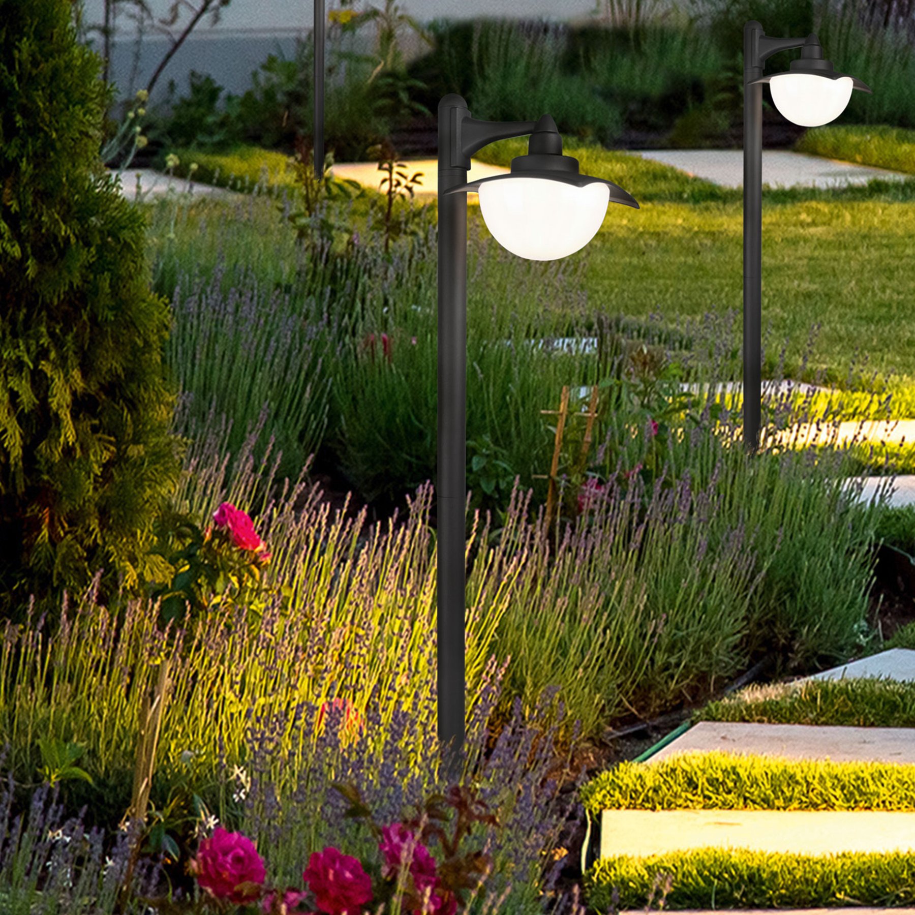 Trio Lighting Donez path light with a glass lampshade, die-cast aluminium, glass, E27, 40 W, energy efficiency: A++, W: 20 cm, H: 110 cm