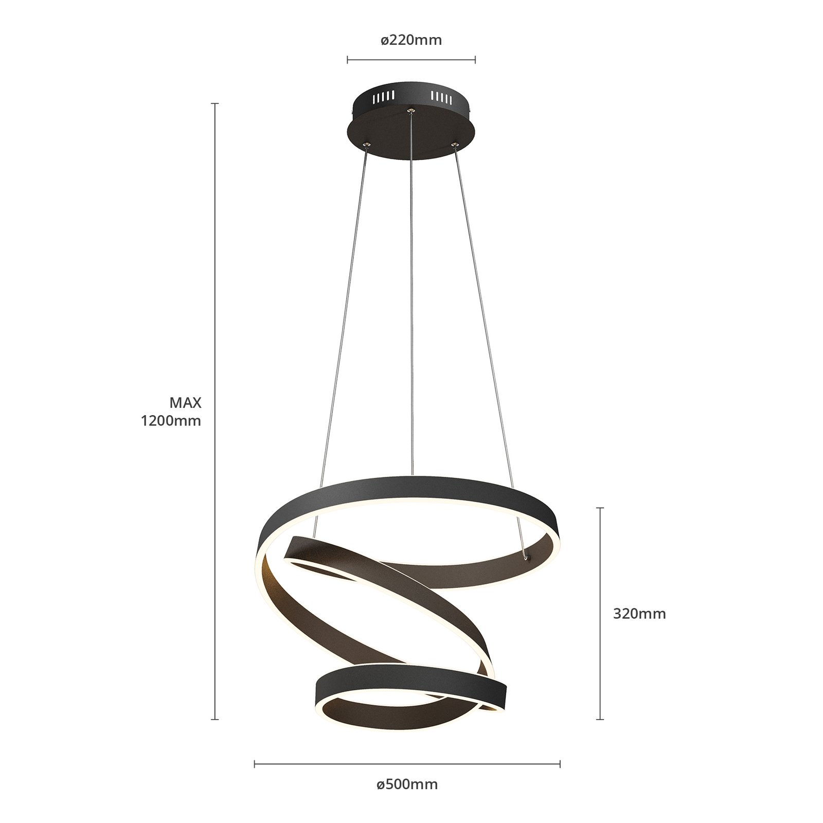 Olada LED Pendant Black - Lindby