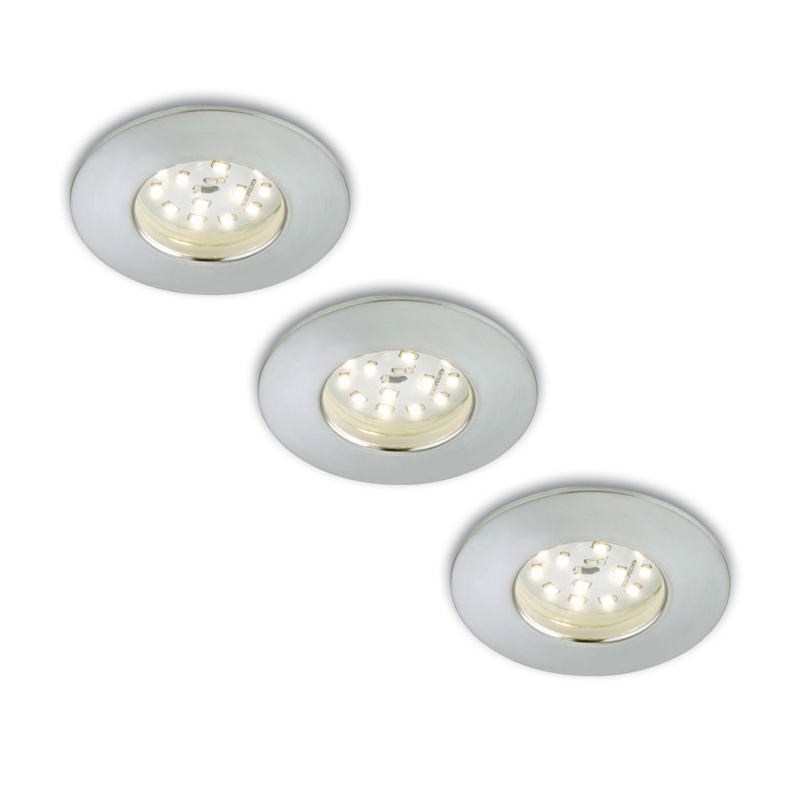 Set of 3 LED recessed lights Nikas IP44, aluminium