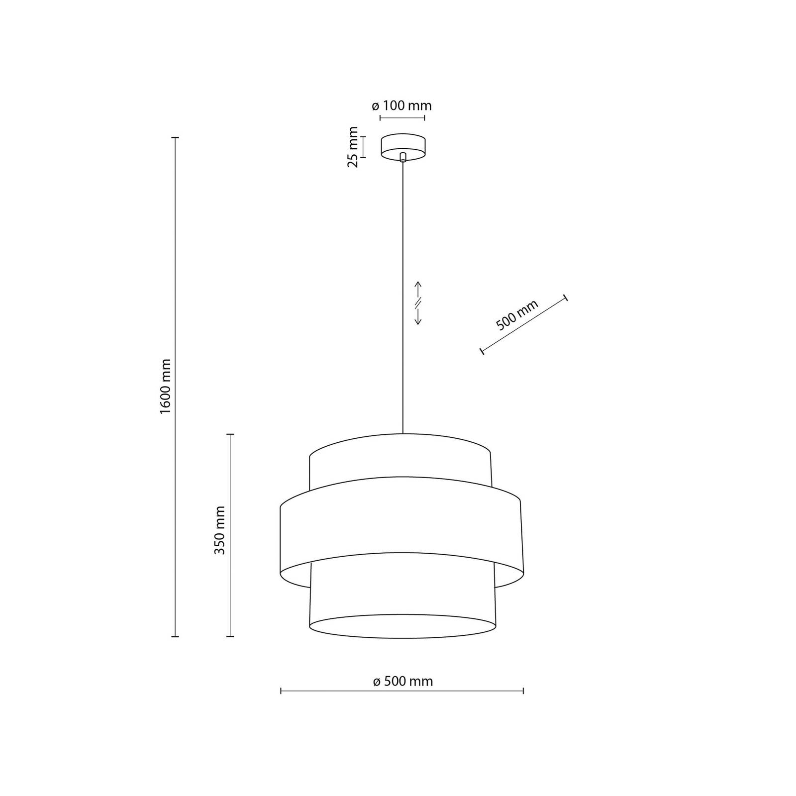 TK Lighting Calisto pendellampa jute naturbrun enkel belysning Ø 50 cm