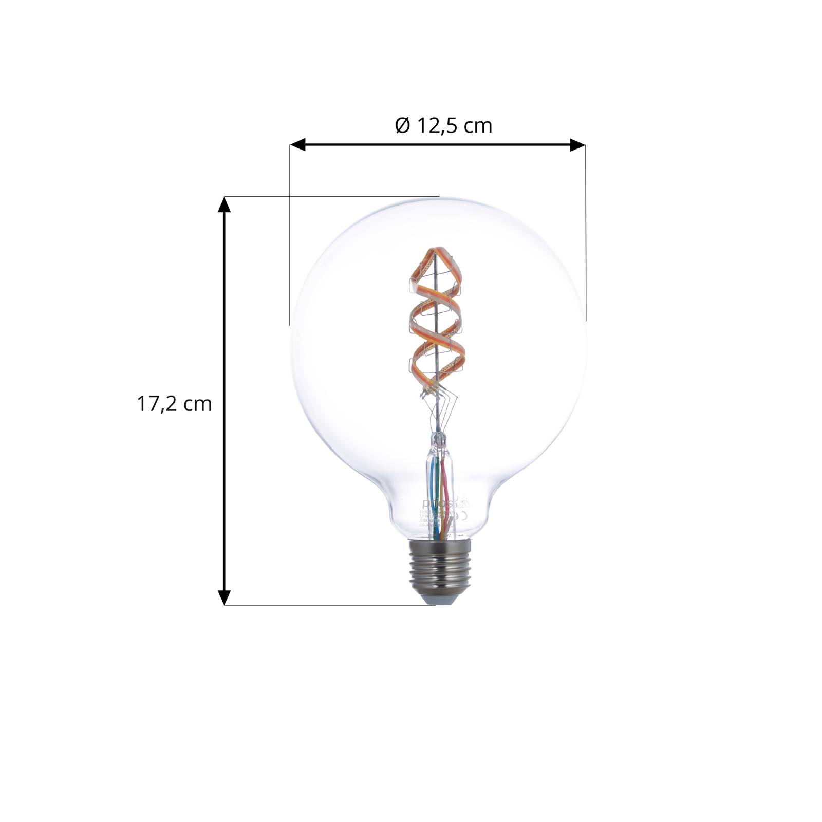 PRIOS Smart LED E27 G125 4W RGB WLAN klar tunable white
