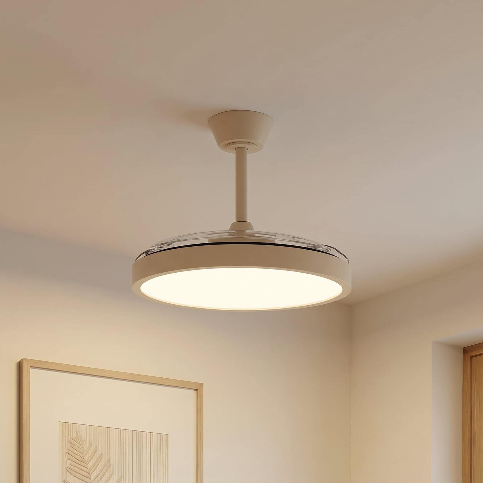 Orasu LED-loftventilator, Ø 107 cm, beige, CCT – Lindby
