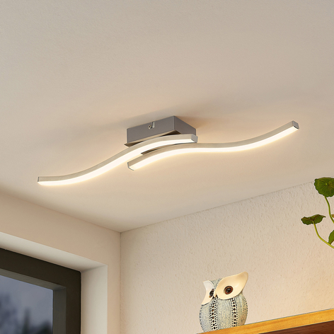 Lindby LED-taklampe Bisioma 2 lys, 3 000 K nikkel