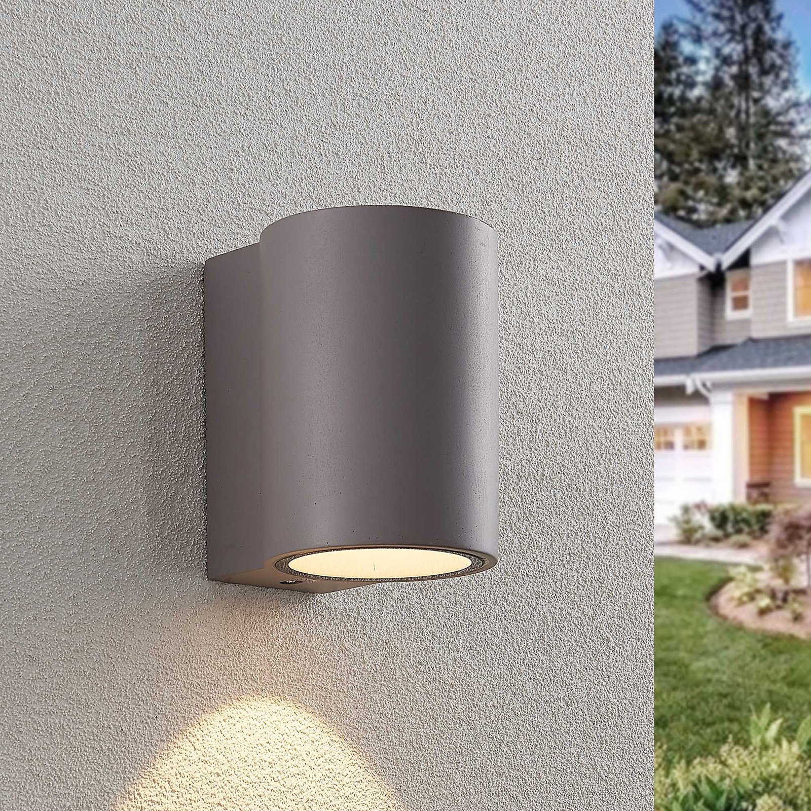 Katalia LED outdoor wall light, concrete, 1-bulb