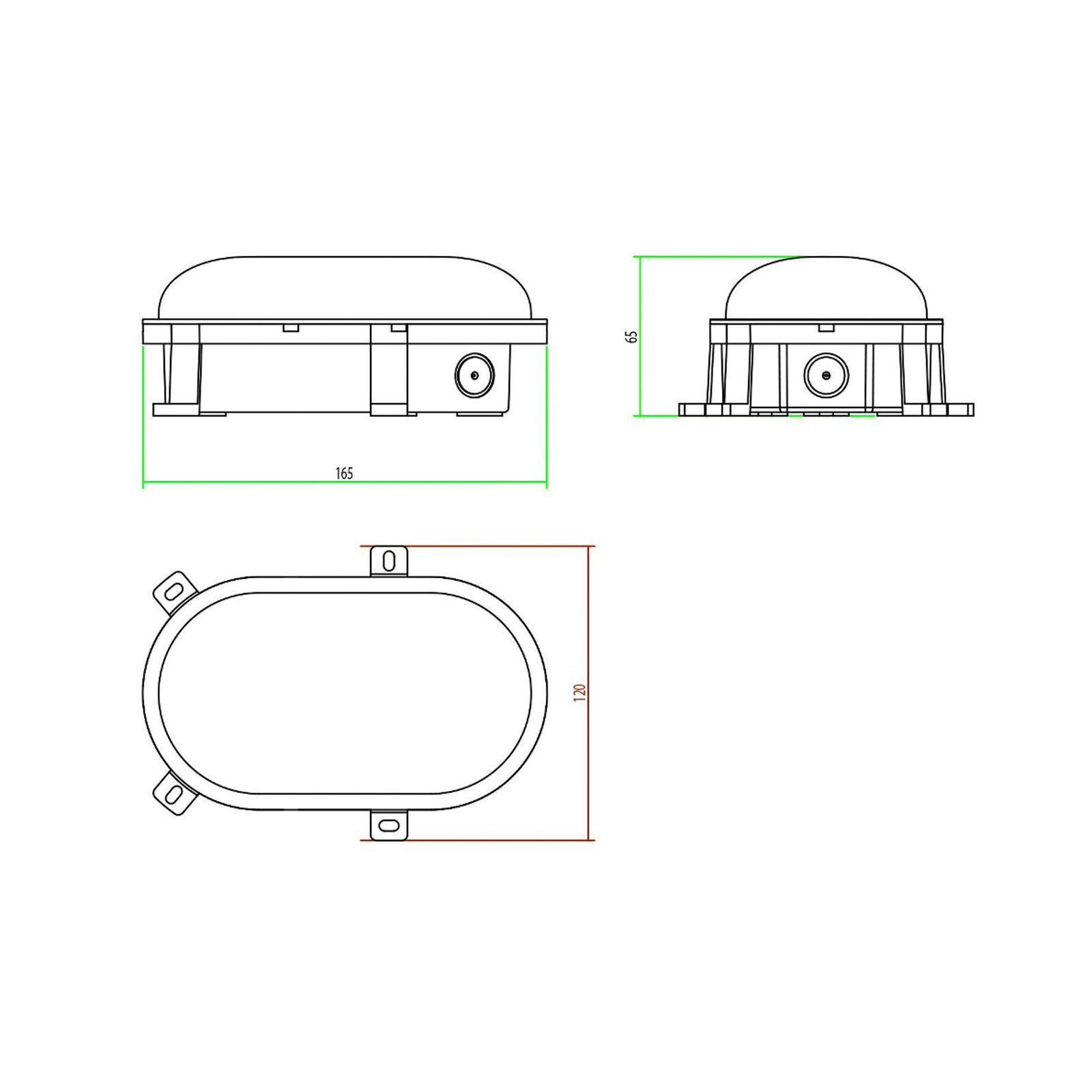 LED moisture-proof light Sotano, black, DIP switch