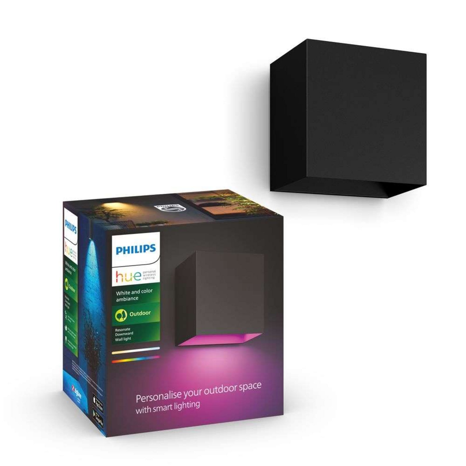 Resonate Hue Aplica de Exterior White&Color Amb. Black - Philips Hue