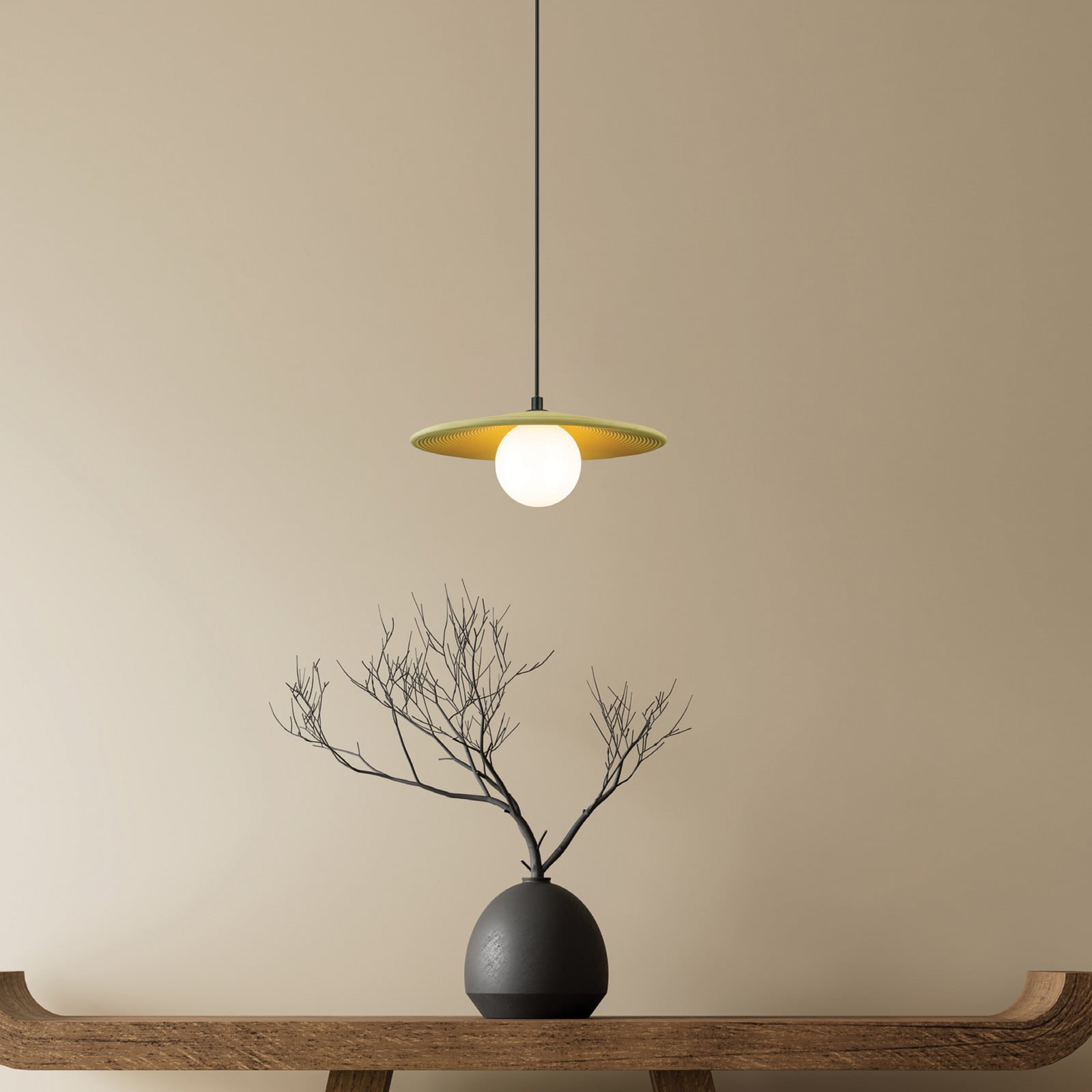 Zambelis Lampă suspendată 2597 verde măslin Ø 29 cm ceramică/sticlă G9 - Camera de zi / sufragerie - verde măslin alb opal - Tencuială / Argilă