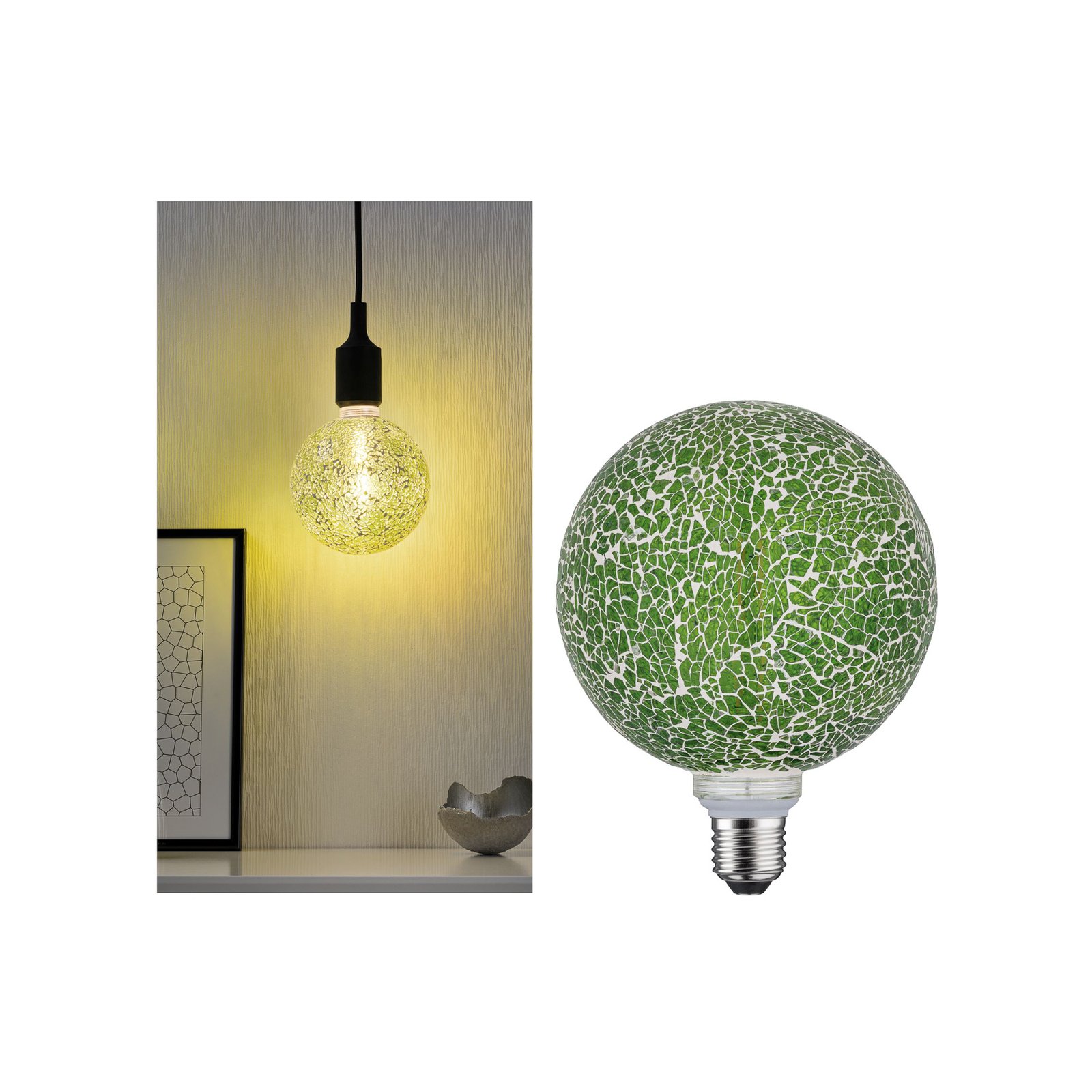 Paulmann E27 LED Globe 5W Miracle Mosaic zelena