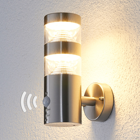 LED-Edelstahl-Außenwandleuchte Lanea gerade Sensor