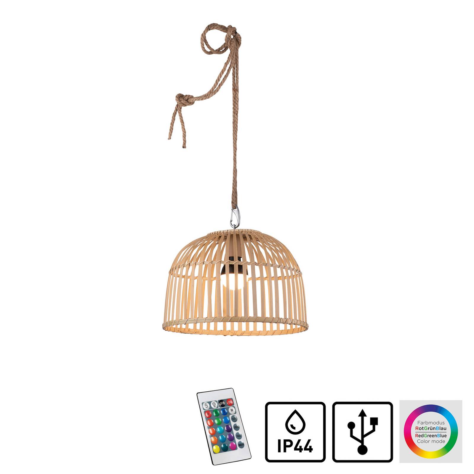 Lampa wisząca LED David wiklina wysokość 27 cm