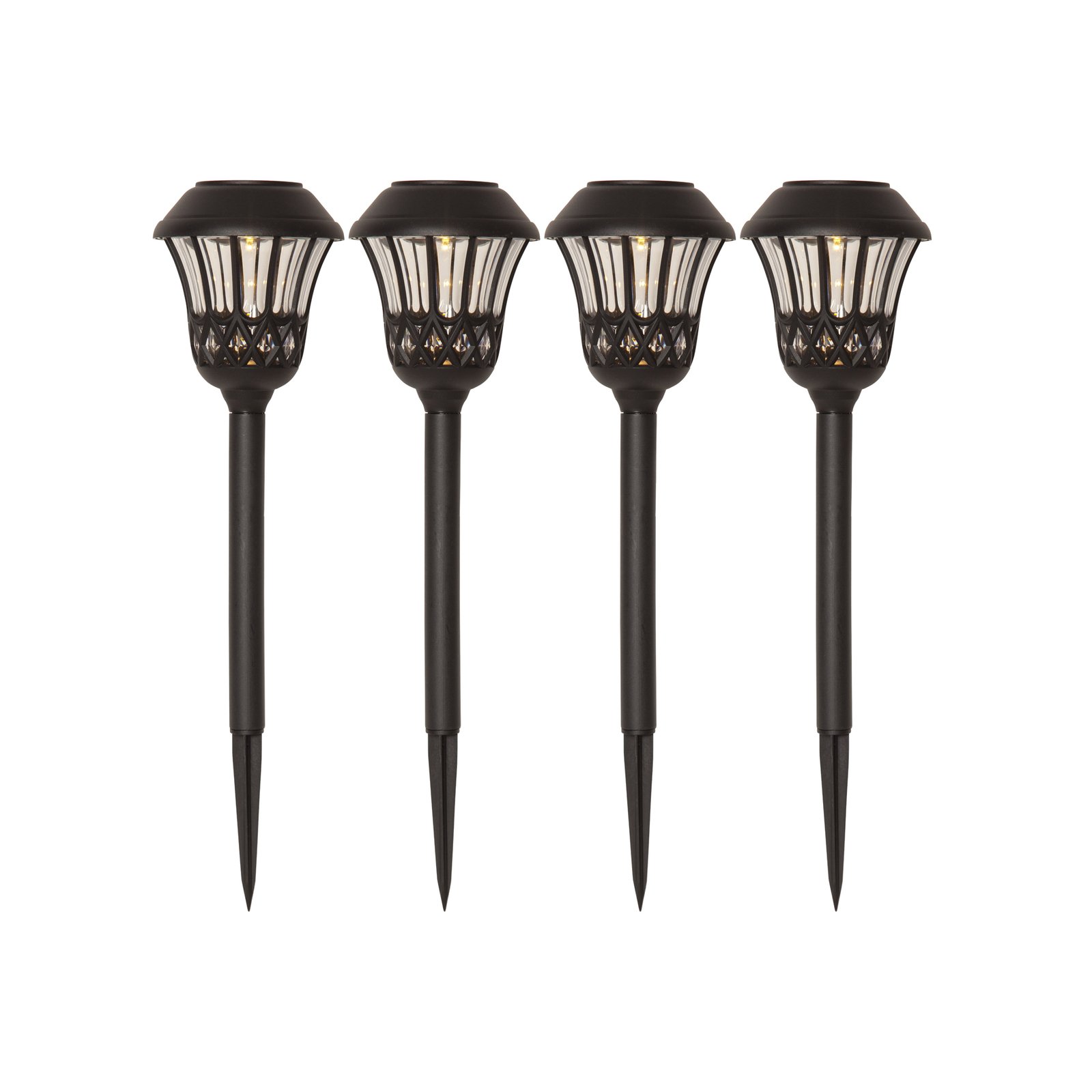 Lumină solară Lace LED, negru, înălțime 31 cm, set de 4