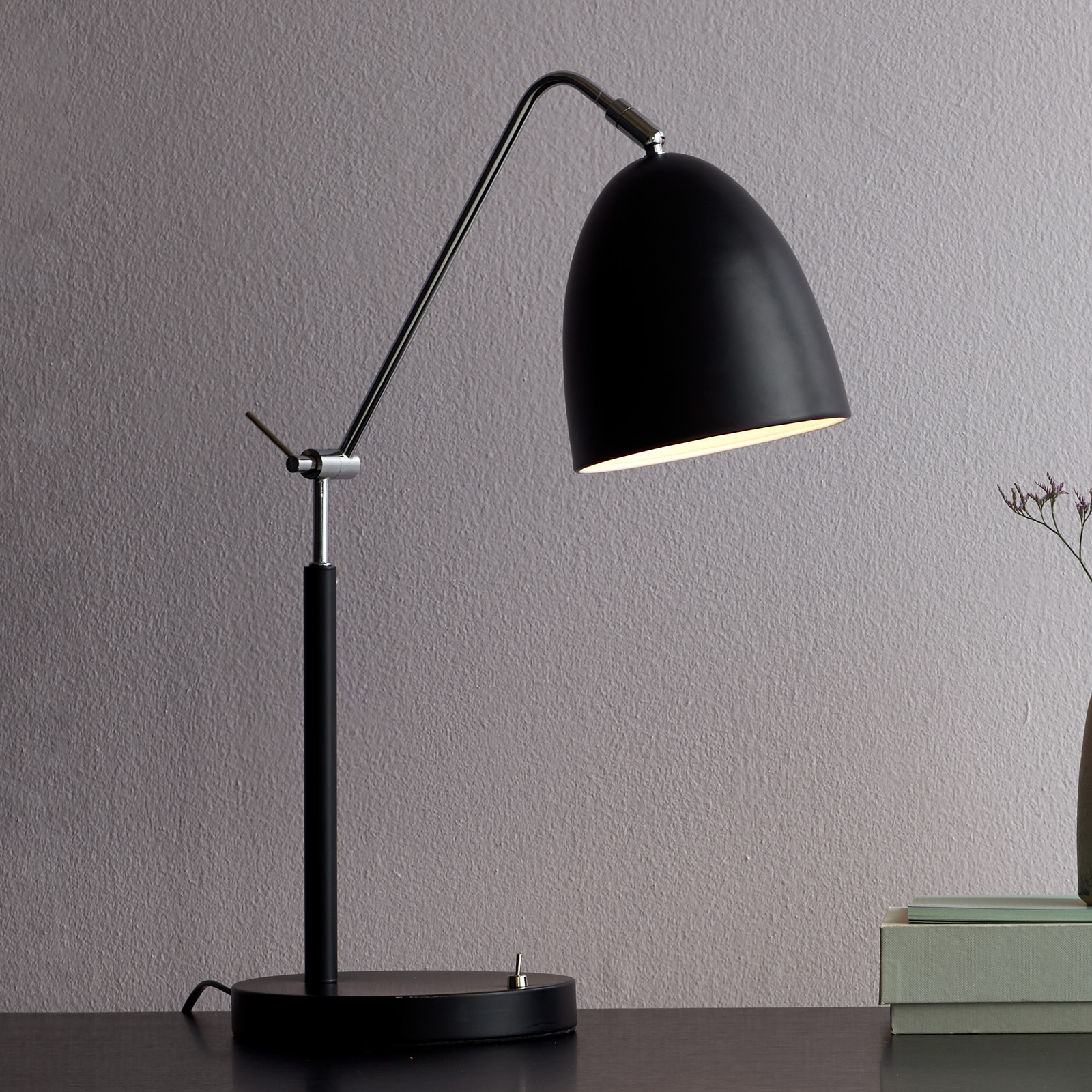 Nordlux Alexander table lamp with joints, black, for Workroom / Office, metal, E27, 15 W, energy efficiency: A++, H: 54 cm