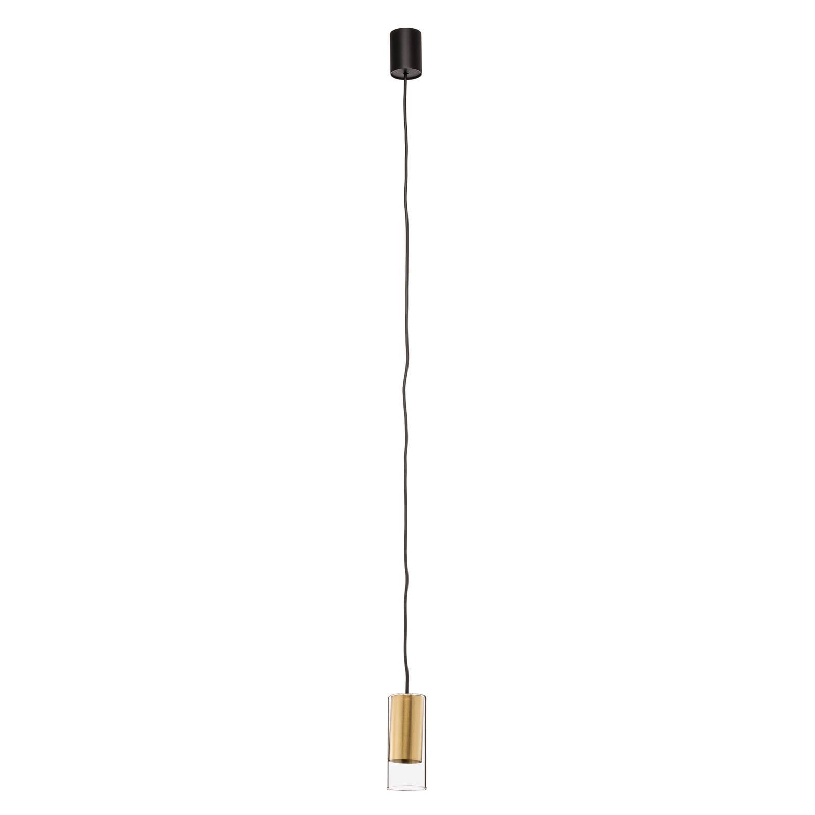 Hängeleuchte Cylinder, klar/messing, Höhe 15 cm