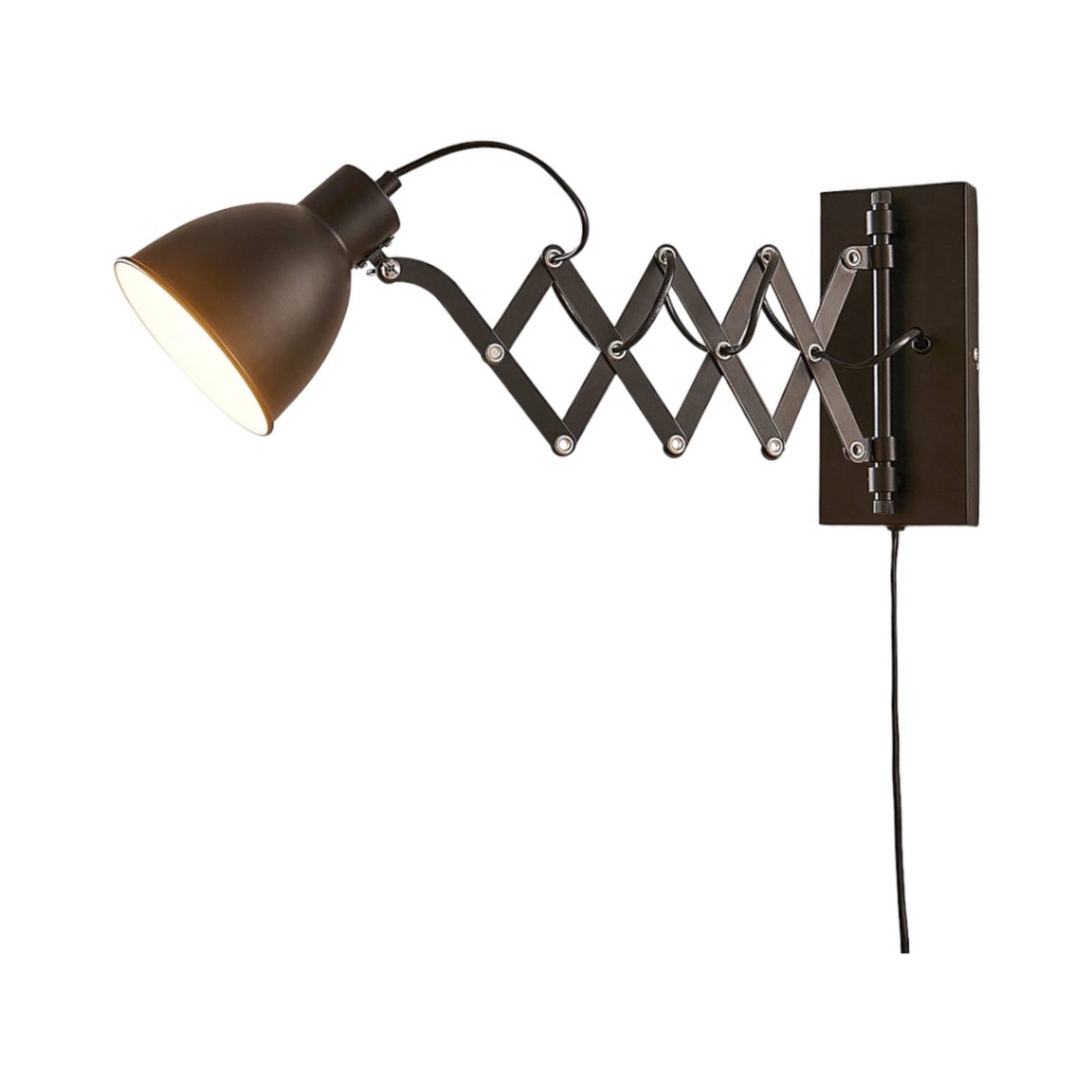 Lampa ścienna Lindby Merle, czarna, 60cm, lampka do czytania, wysuwana