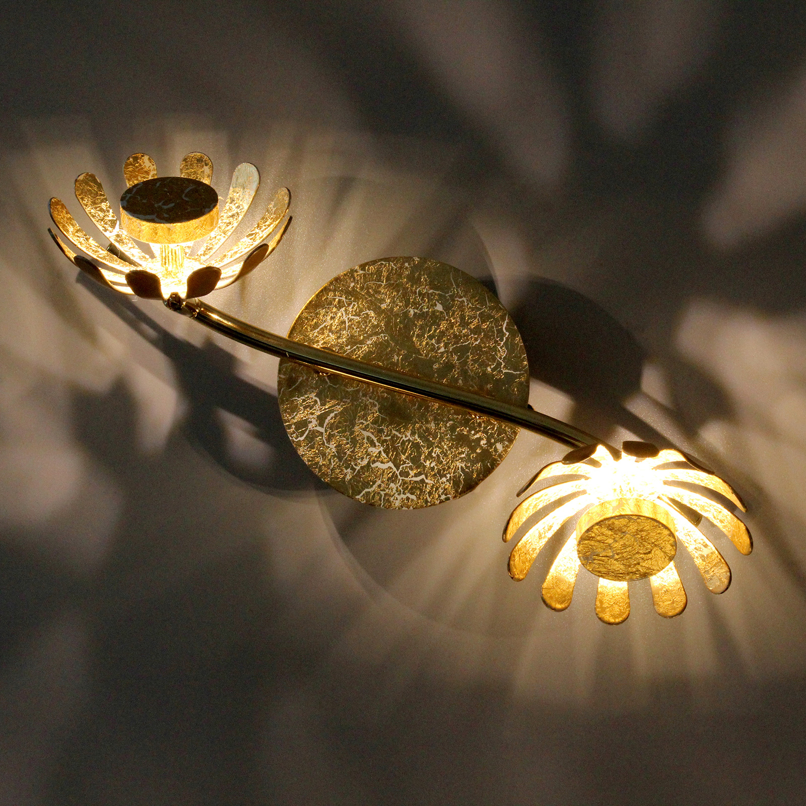 LED-seinävalaisin Bloom, 2-lamppuinen, kulta