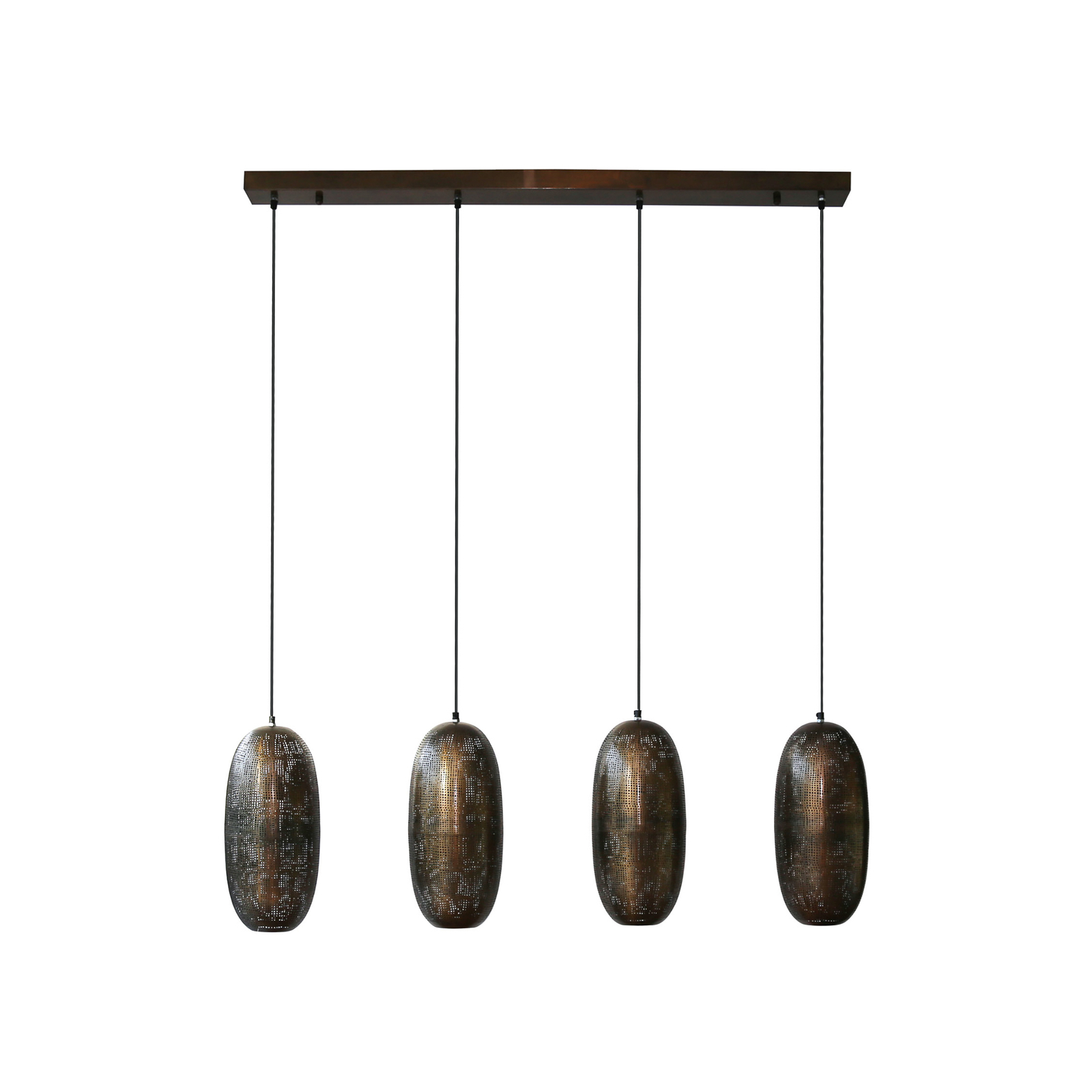 Suspension Cosima, 4 lampes, linéaire, bronze antique