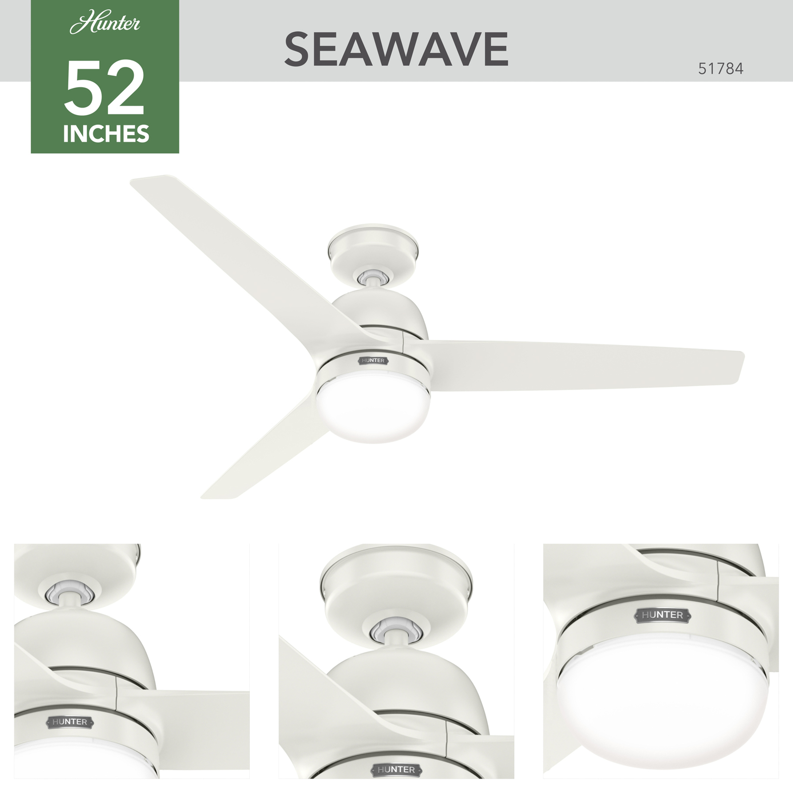 Hunter SeaWave AC ventilator tavan lampă IP44 alb
