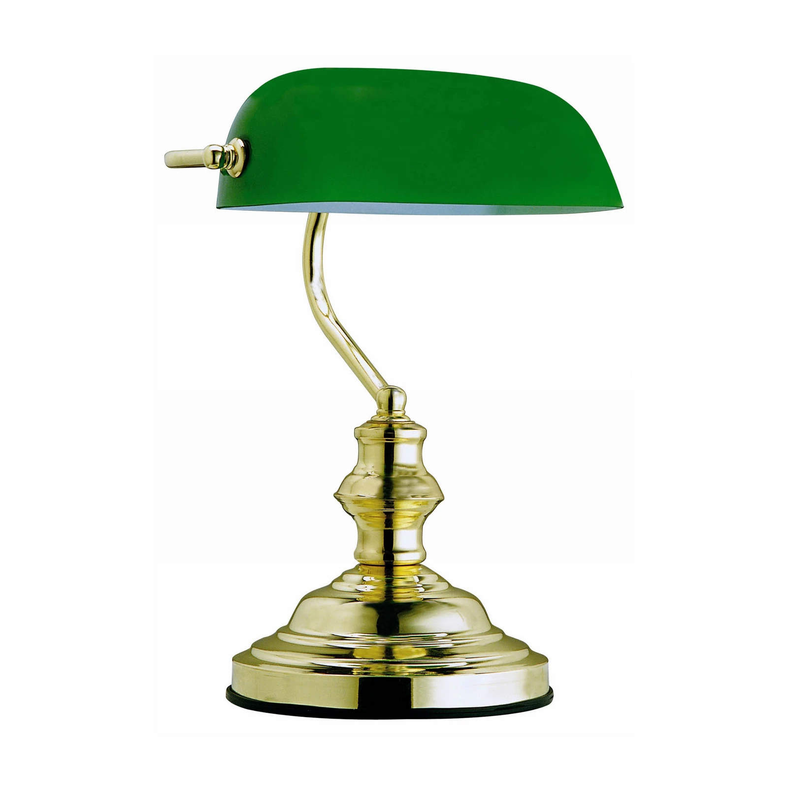 Lampe de table Antique, laiton/vert, hauteur 36 cm, métal