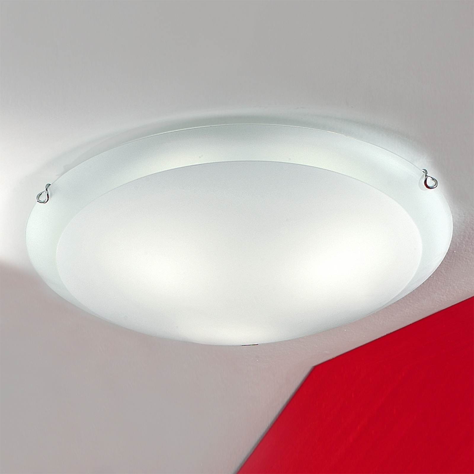 Agada ceiling light, opal glass, chrome, 50 cm