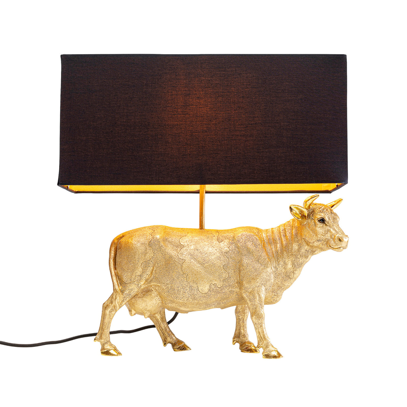 KARE Cow Gold Tischleuchte mit Leinenschirm