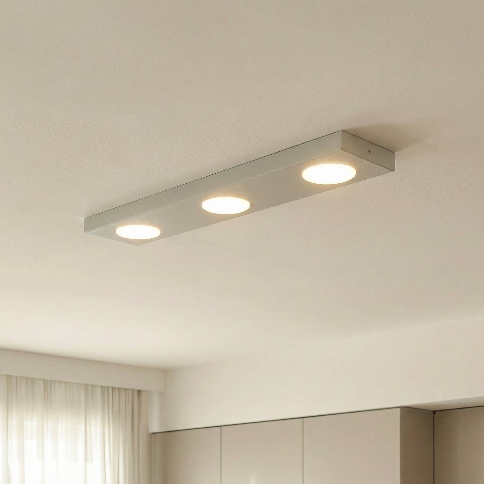 SIGMA Taklampa Hero gråbeige, 55 x 12 cm, 3 lampor, metall GX53