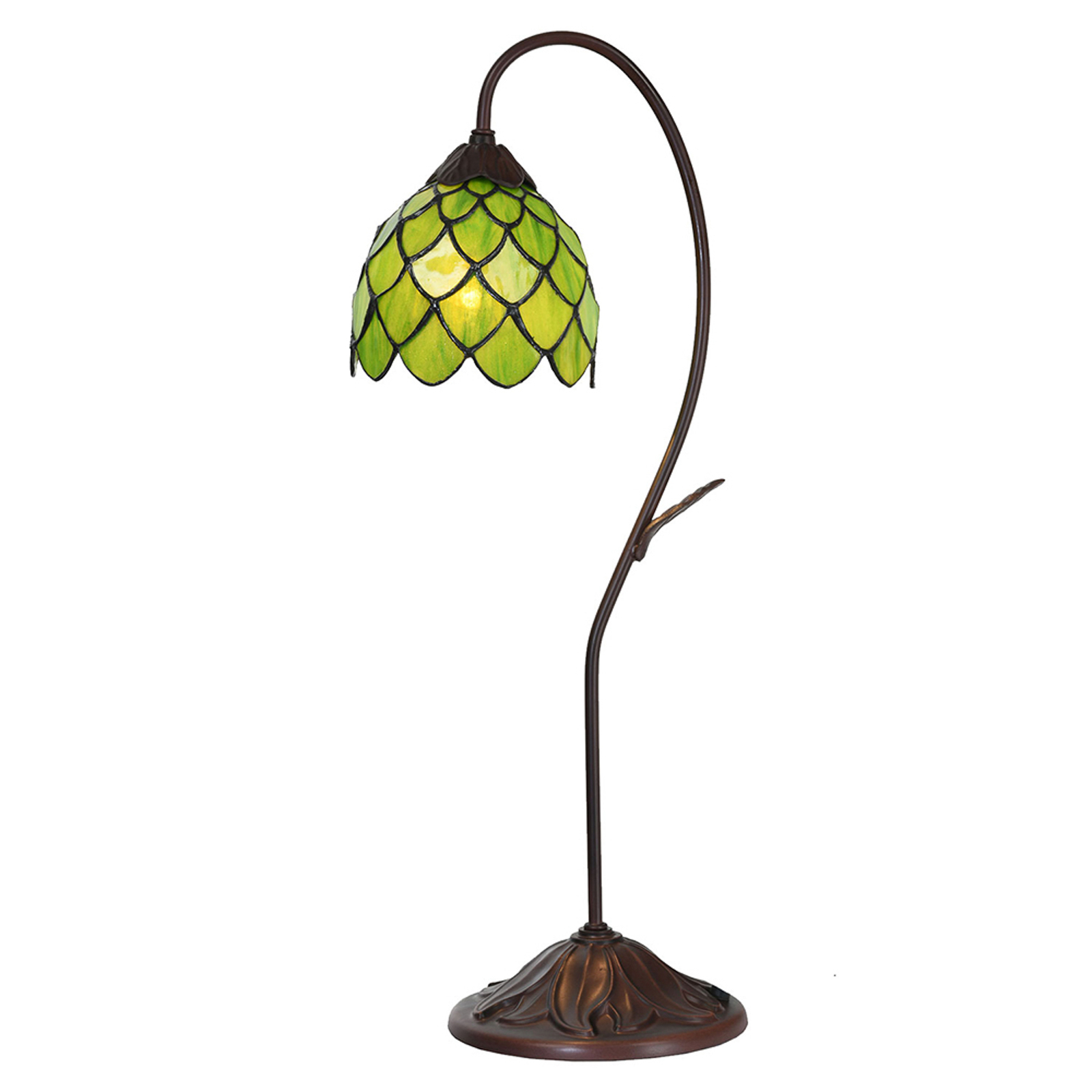 Lampa stołowa 5LL-6045, zielona, w stylu Tiffany