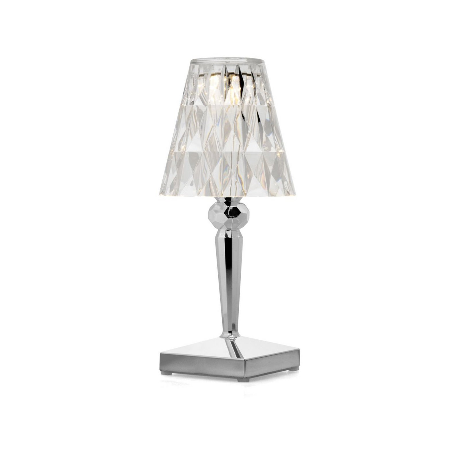 Kartell Battery LED battery-powered table lamp, chrome-coloured, IP54