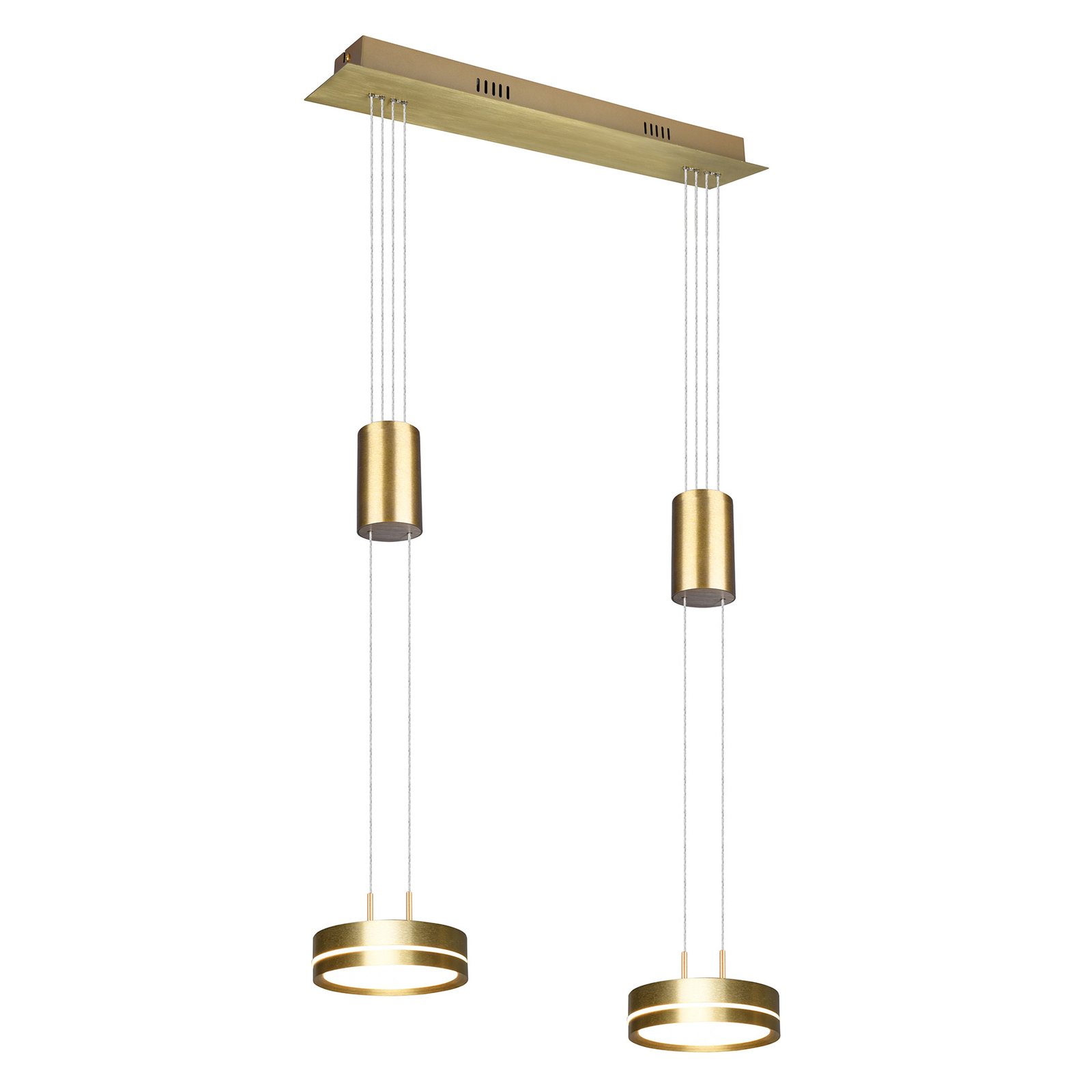 Lindby Eilika LED pendant light, 2-bulb, brass