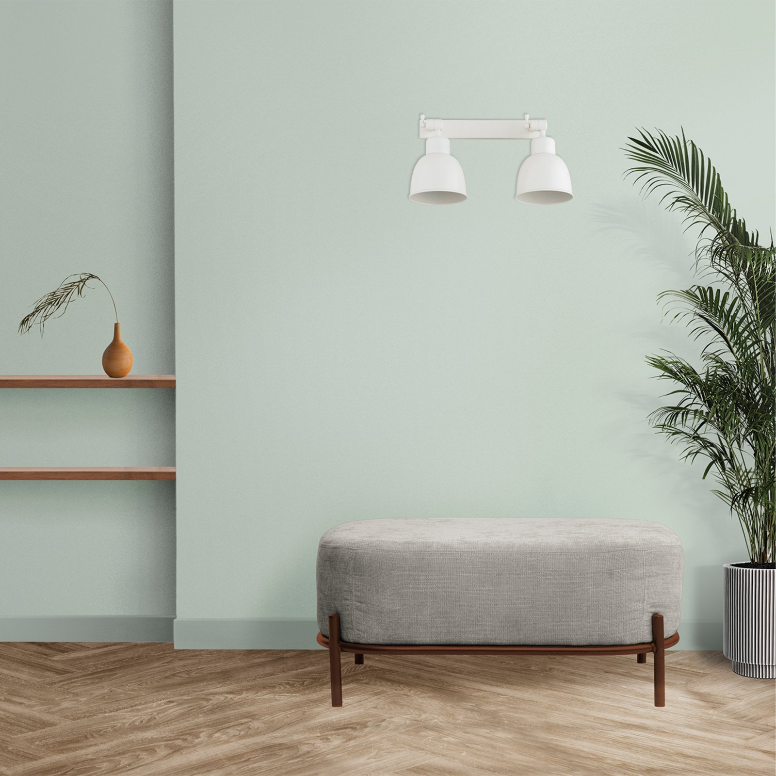 Wandleuchte Emoti, beige, 2-flammig, Stahl, Länge 27 cm