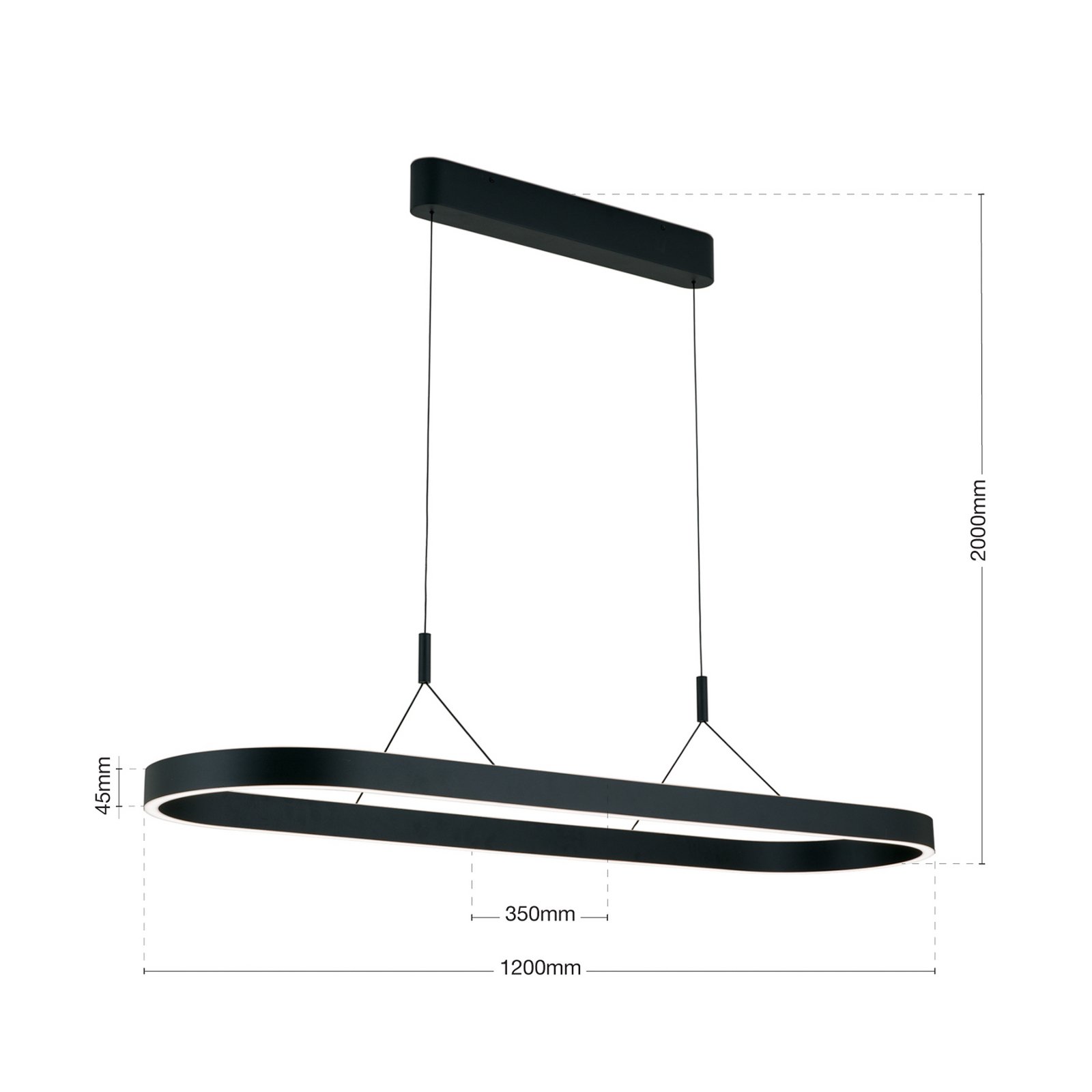 Lampada LED a sospensione Carrara, nera, regolabile in altezza, CCT