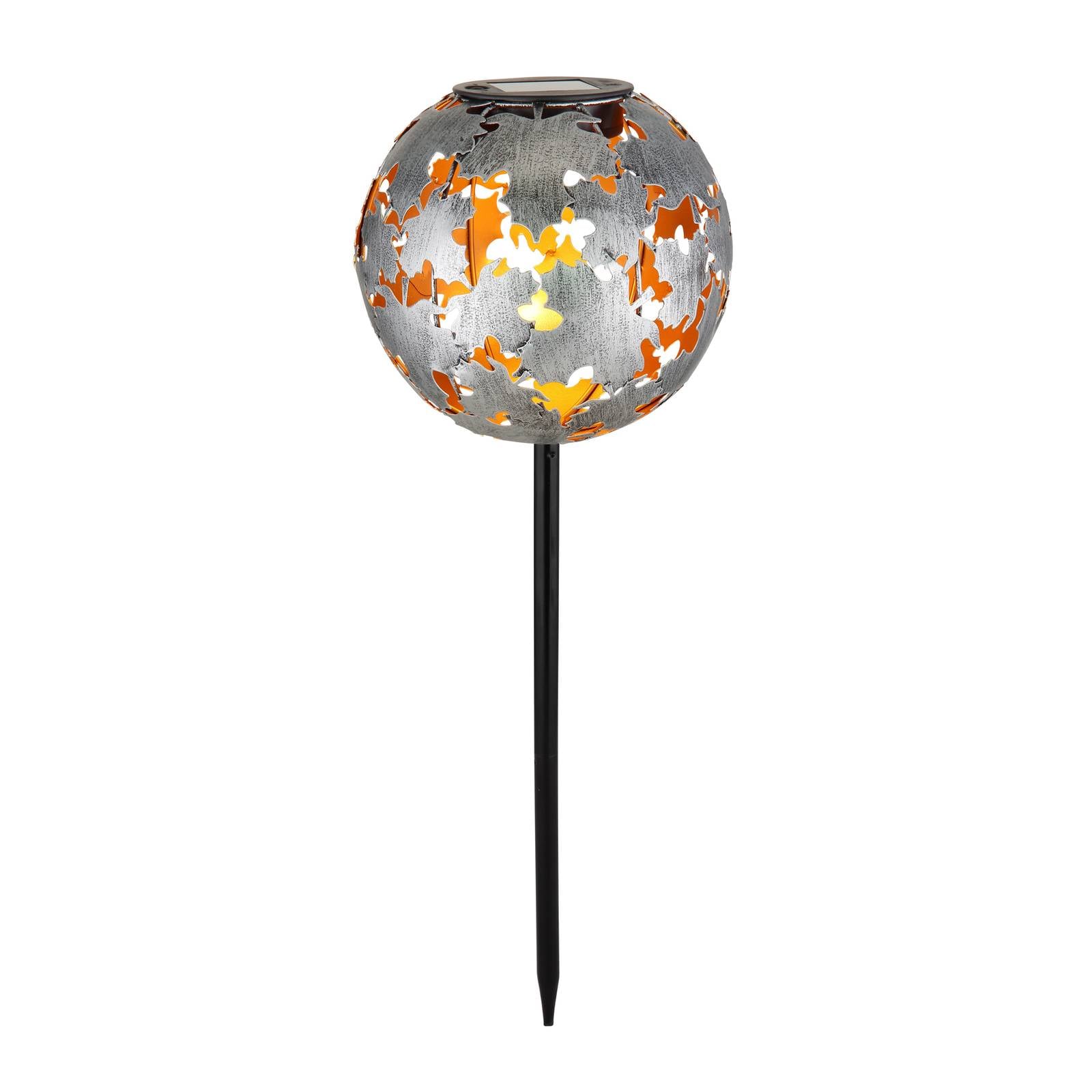 LED-Solar-Erdspießleuchte 36748S, Kugel, silber, Metall