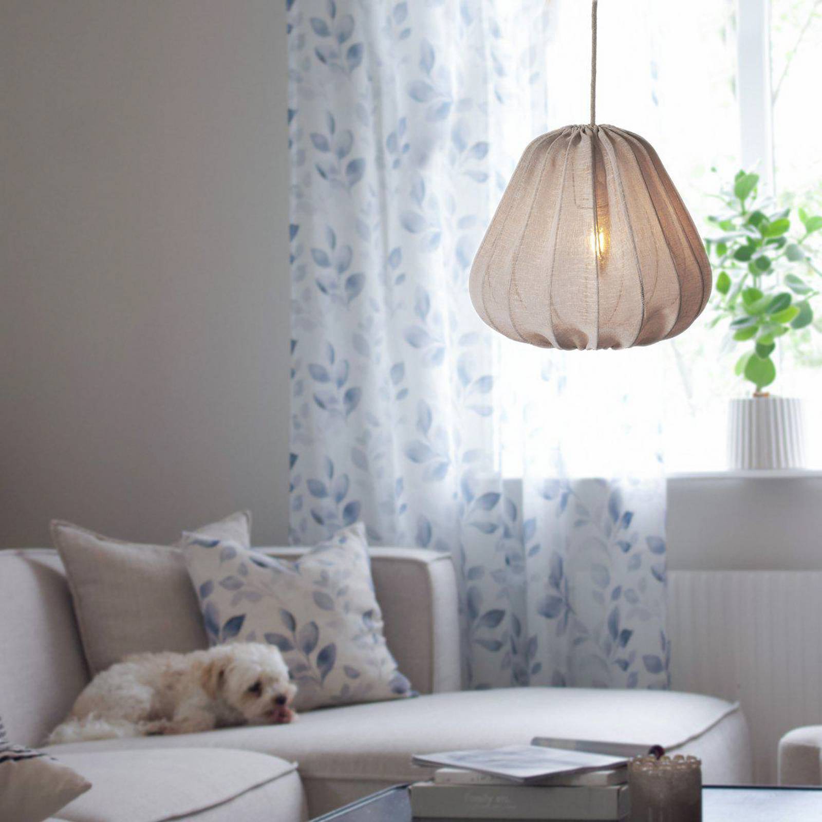 PR Home Hängeleuchte Sienna, beige, Höhe 35 cm, Stoff günstig online kaufen