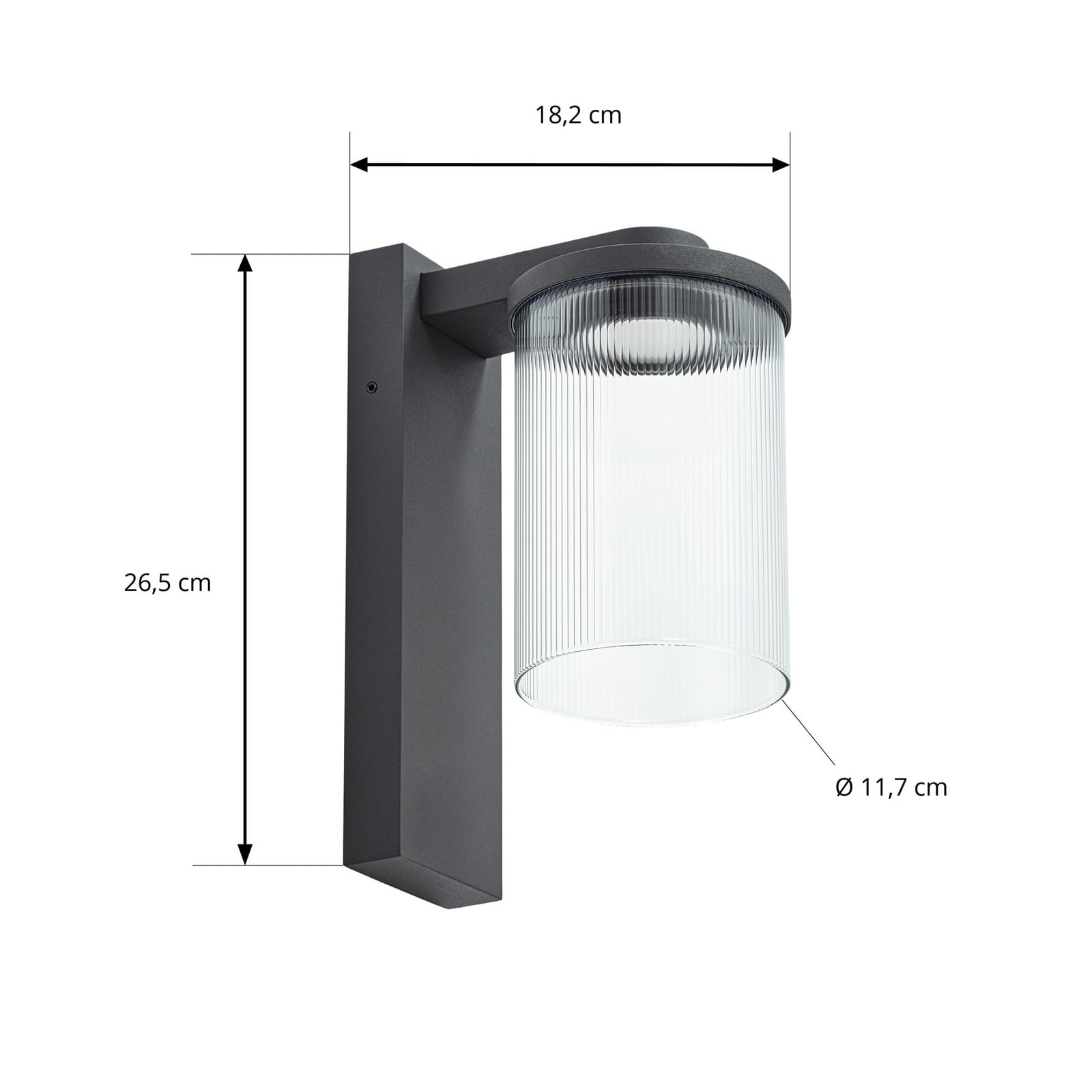Lucande LED-Außenwandleuchte Bee-G, anthrazit, geriffelt