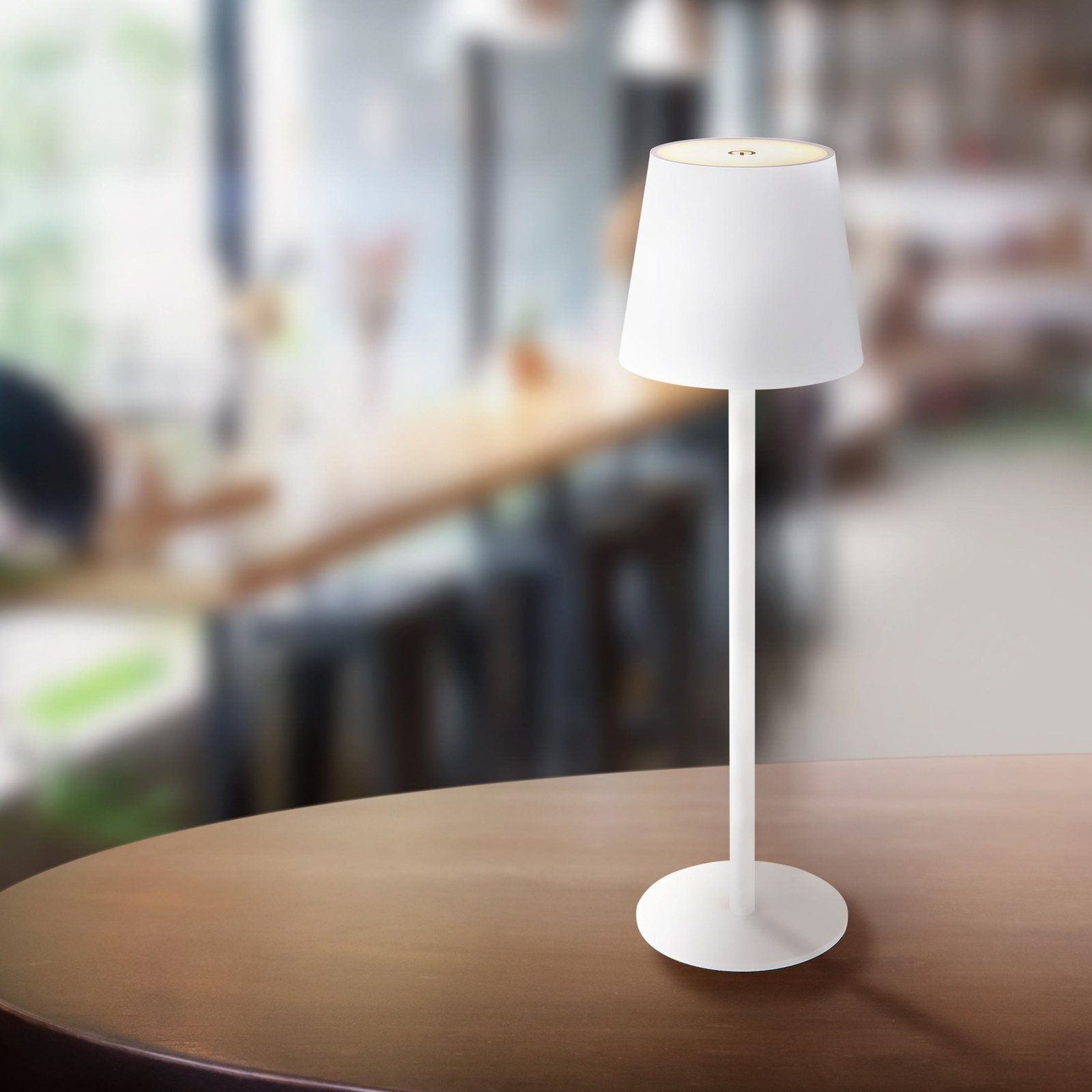 Lampă de masă reîncărcabilă cu LED Vannie, albă, înălțime 36 cm, CCT