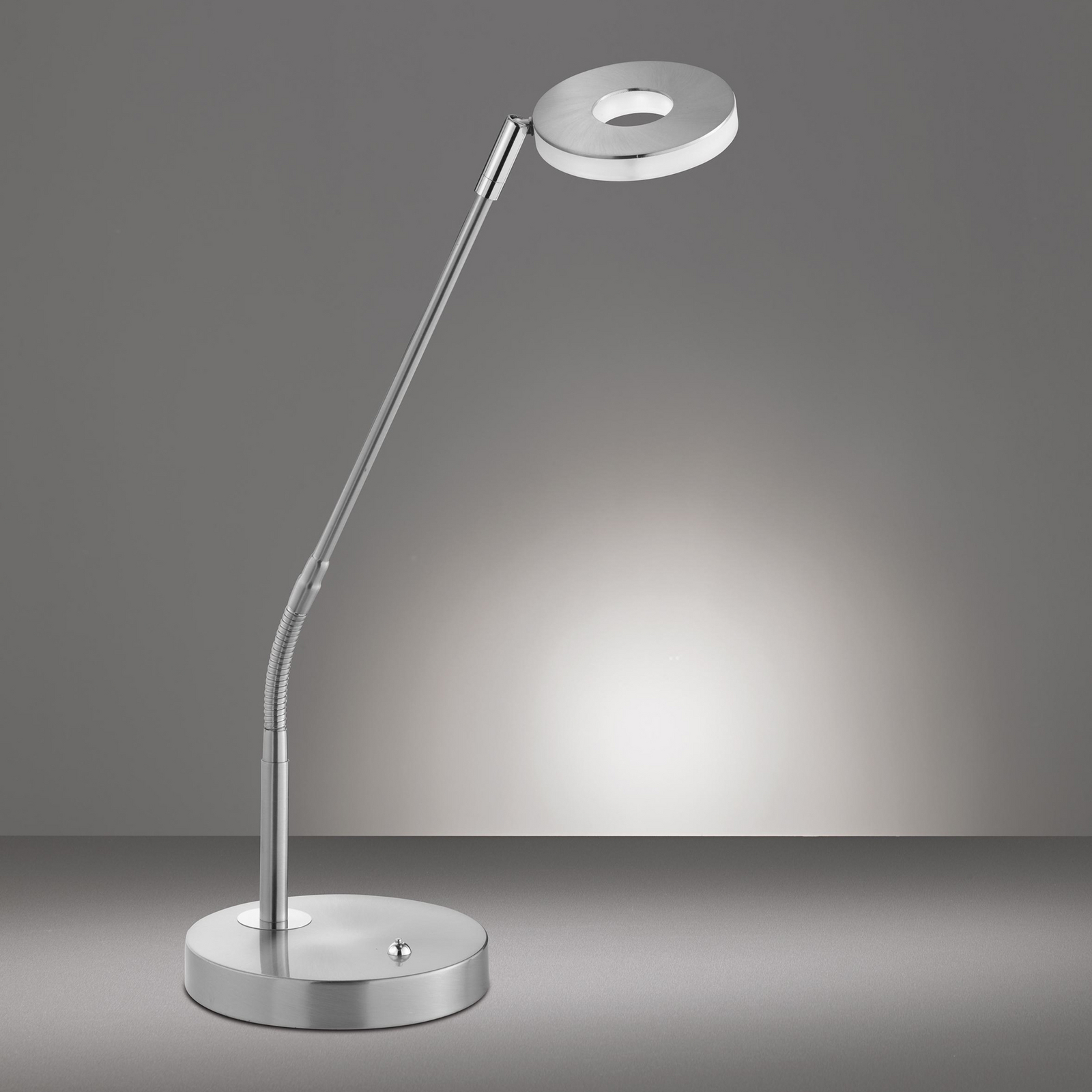 Lampe de table LED Dent, nickel/chrome, 60 cm, métal, CCT à 1 lampe.