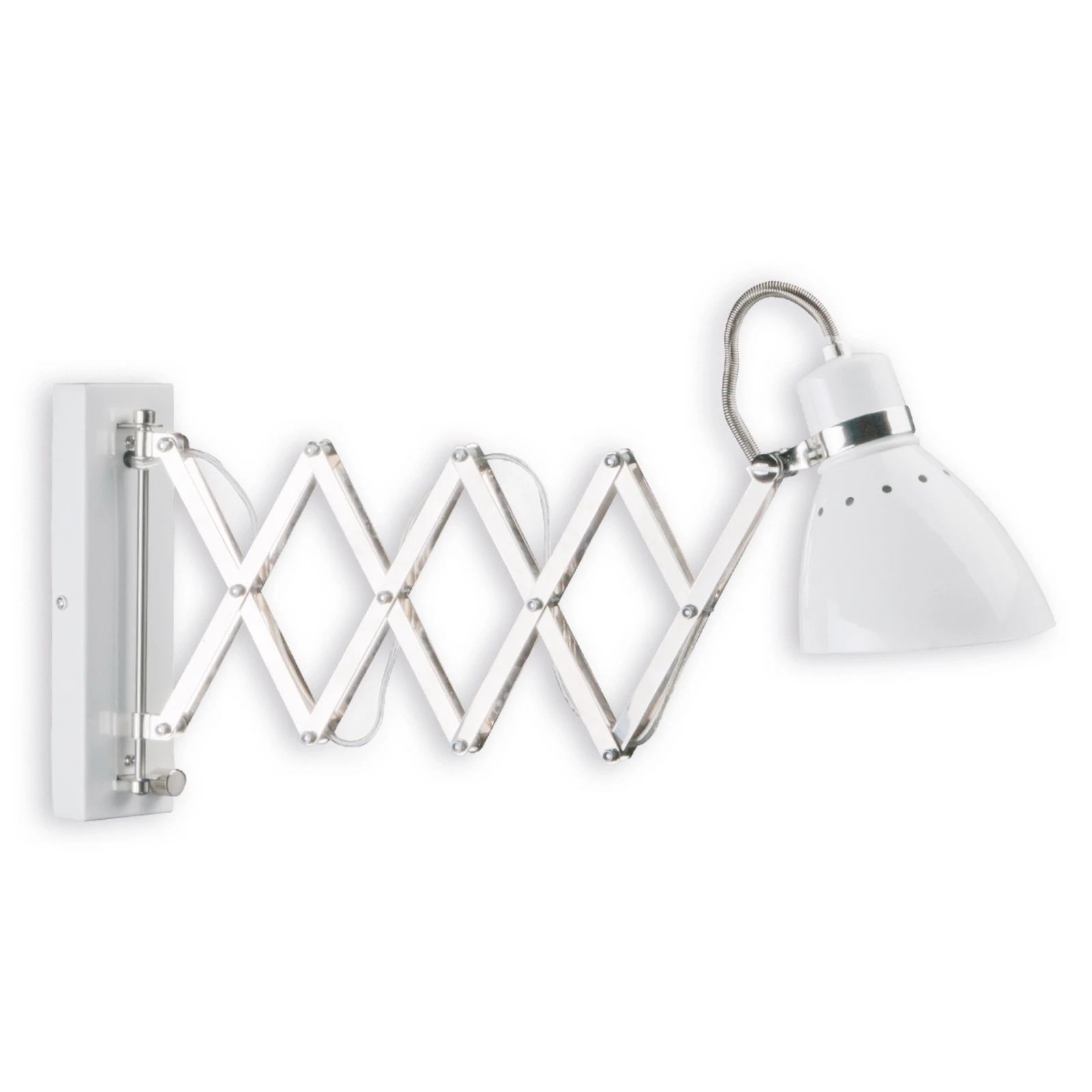 Sienas lampa „Kordian“, balta, izvelkama, metāla, E27