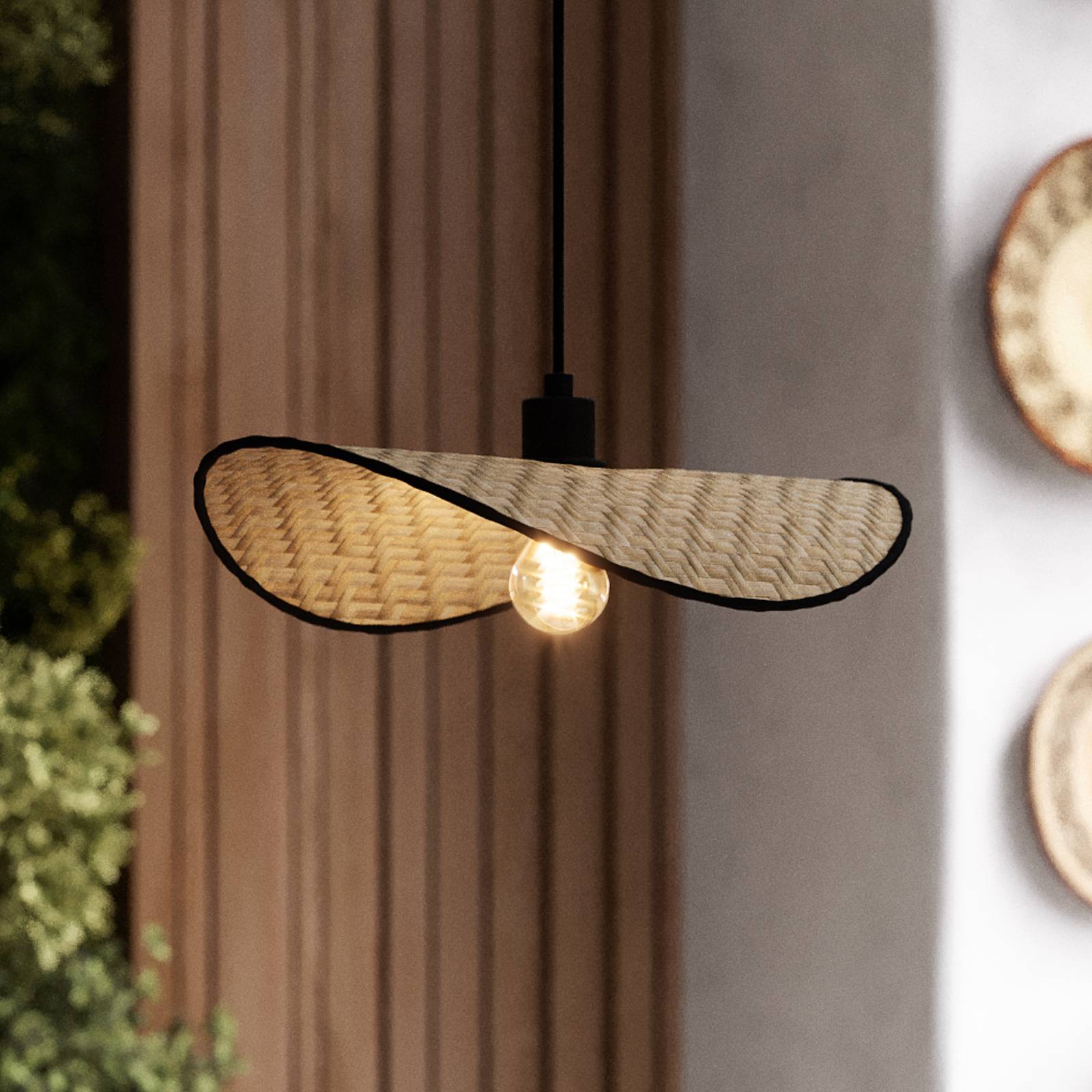 EGLO Suspension Marywell, bambou naturel, 50 x 35 cm, E27