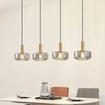 Lindby pendant light Hildur, 4-bulb, smoke grey, glass