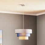 Luneta textile pendant light, grey/navy blue, Ø45cm