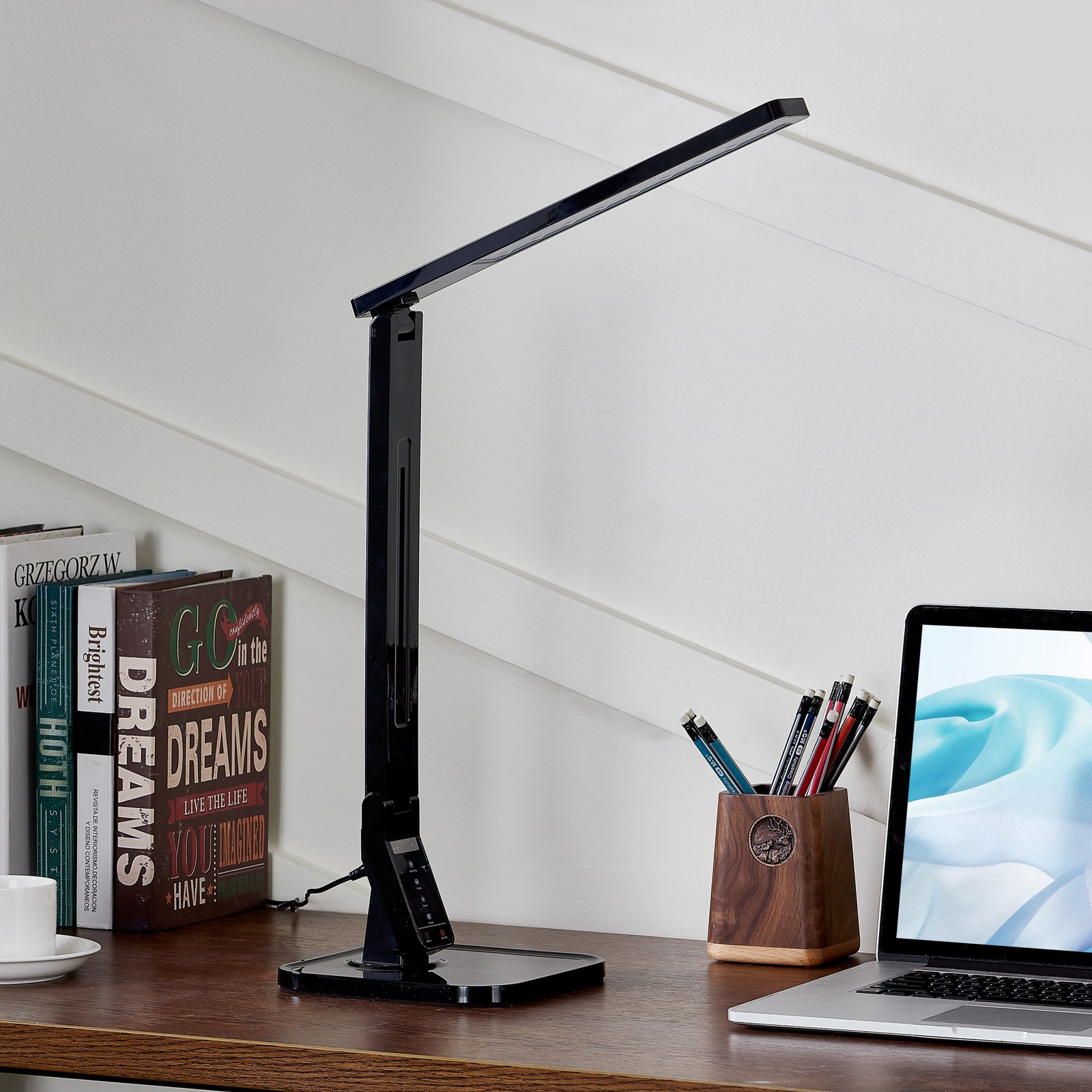 Lindby LED-Schreibtischleuchte Eleni, schwarz, CCT, dimmbar